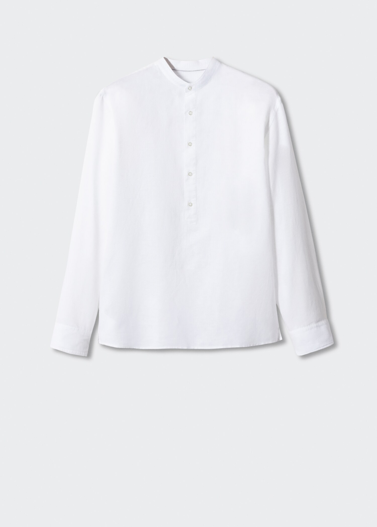 Regular-fit Mao-collar linen shirt - Article without model