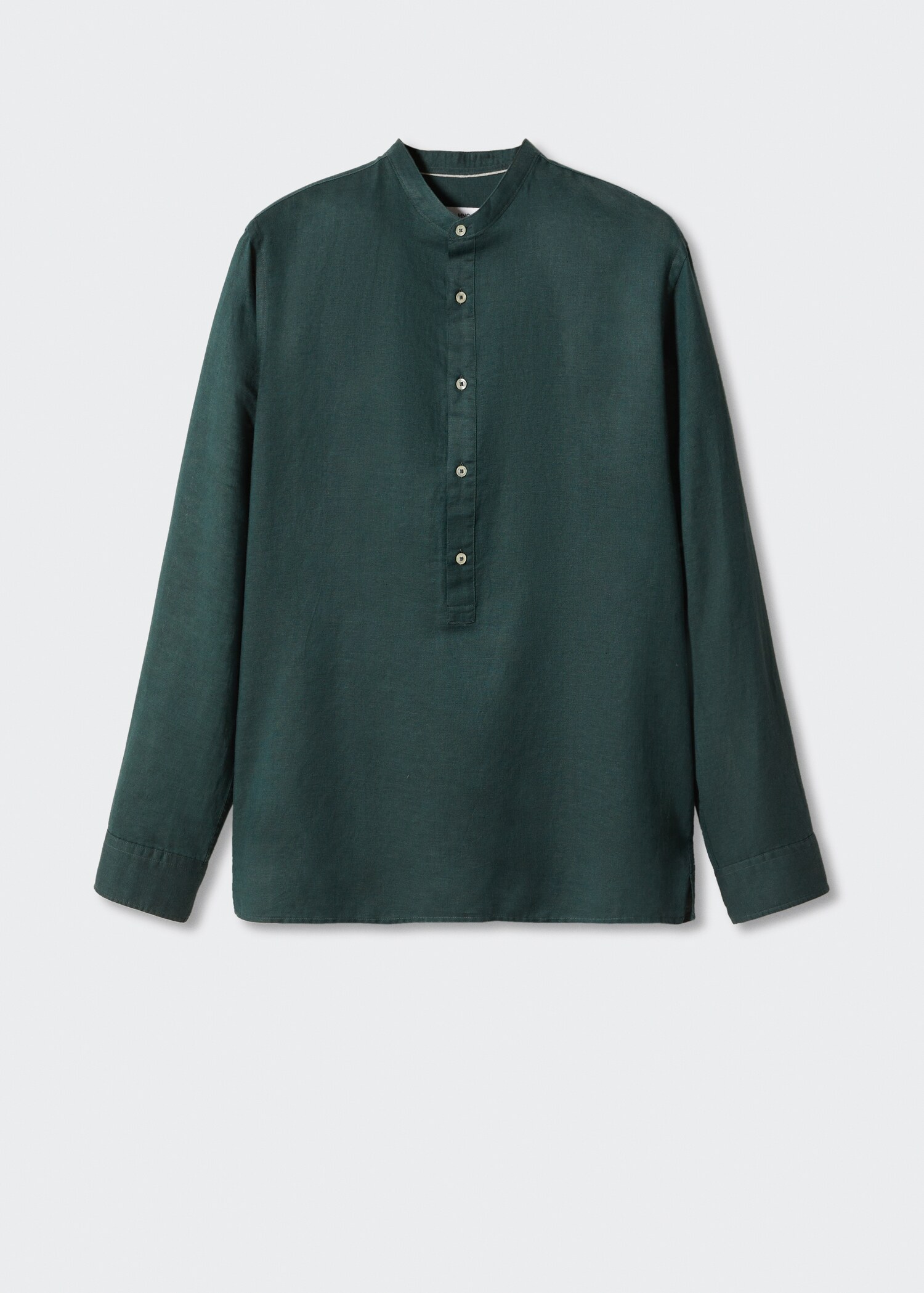 Regular-fit Mao-collar linen shirt - Article without model