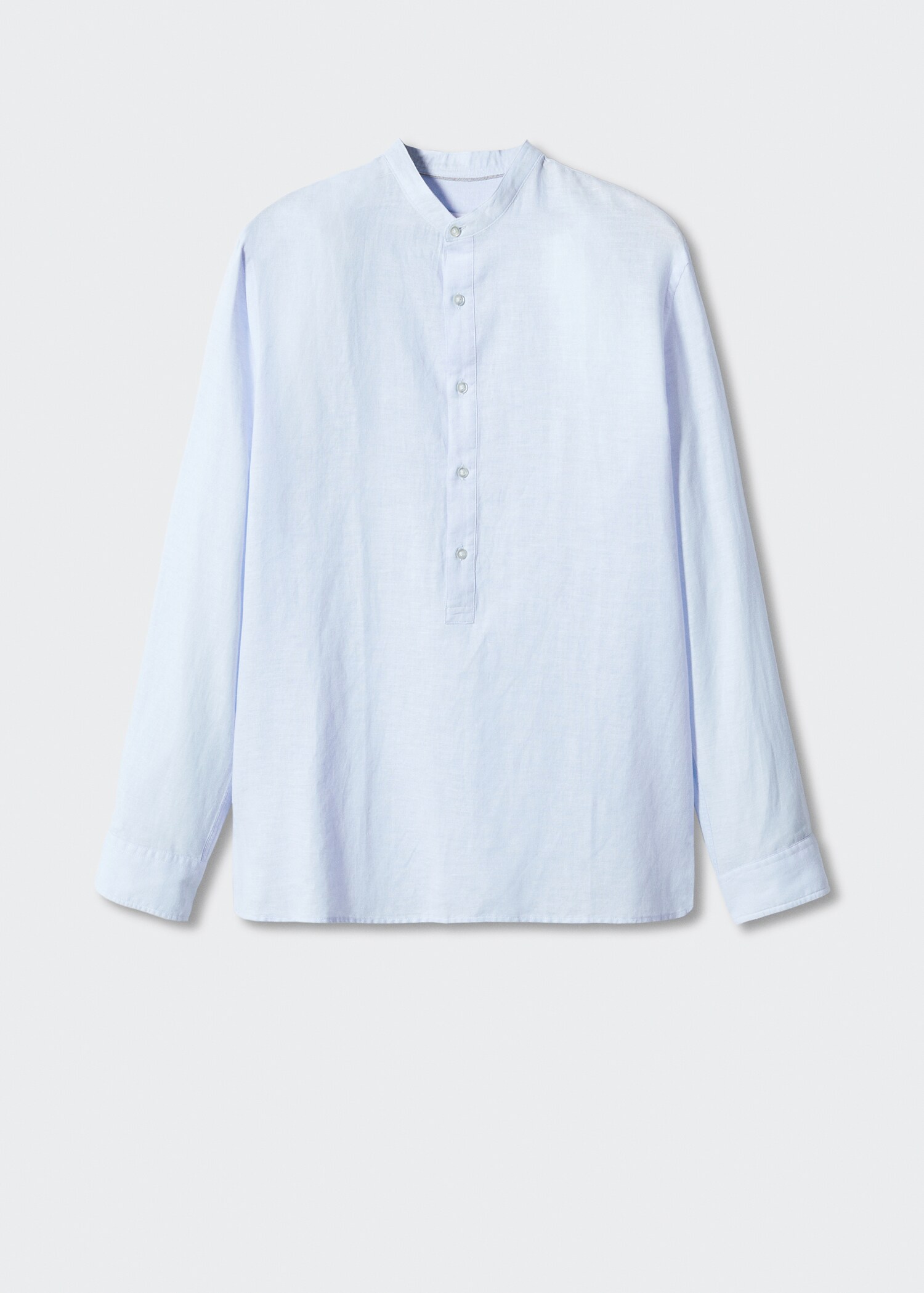 Regular-fit Mao-collar linen shirt - Article without model