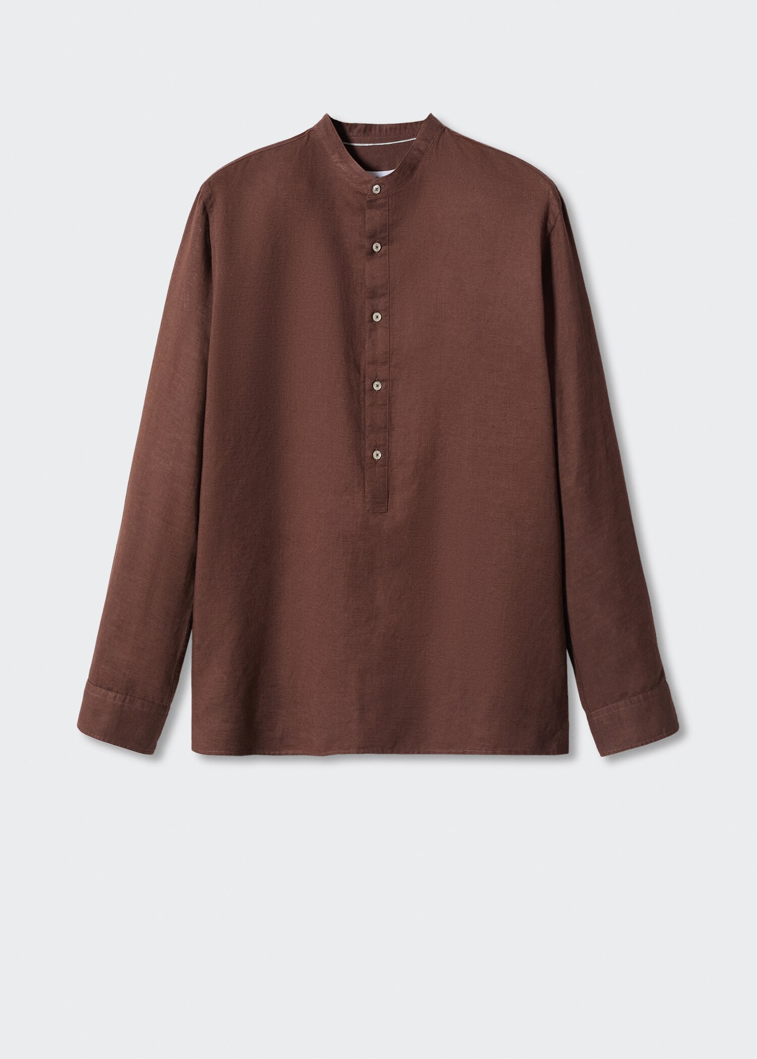 Regular-fit linen shirt with mao collar - Article without model