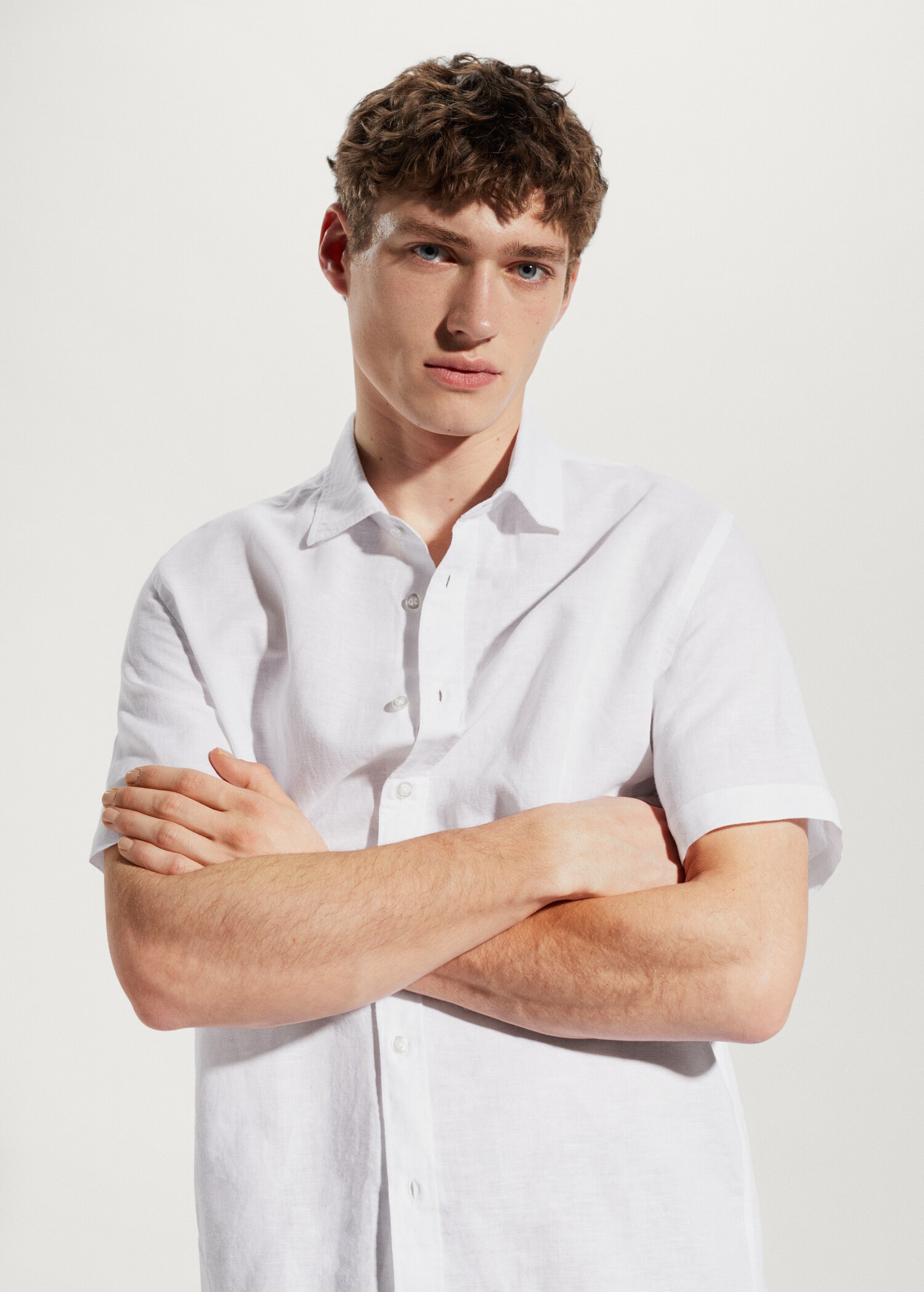100% linen short sleeve shirt - Details of the article 1