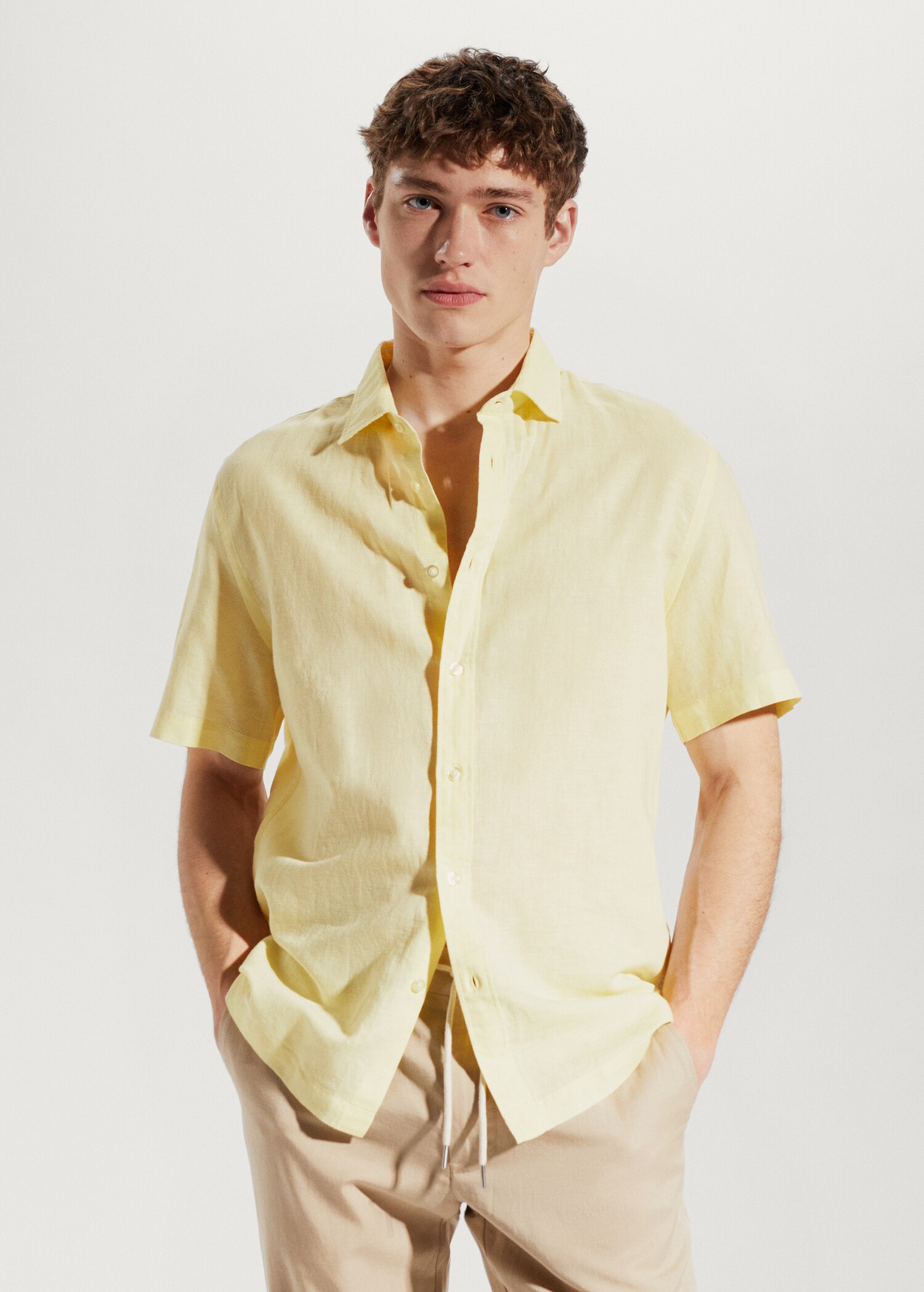 100% linen short sleeve shirt - Medium plane