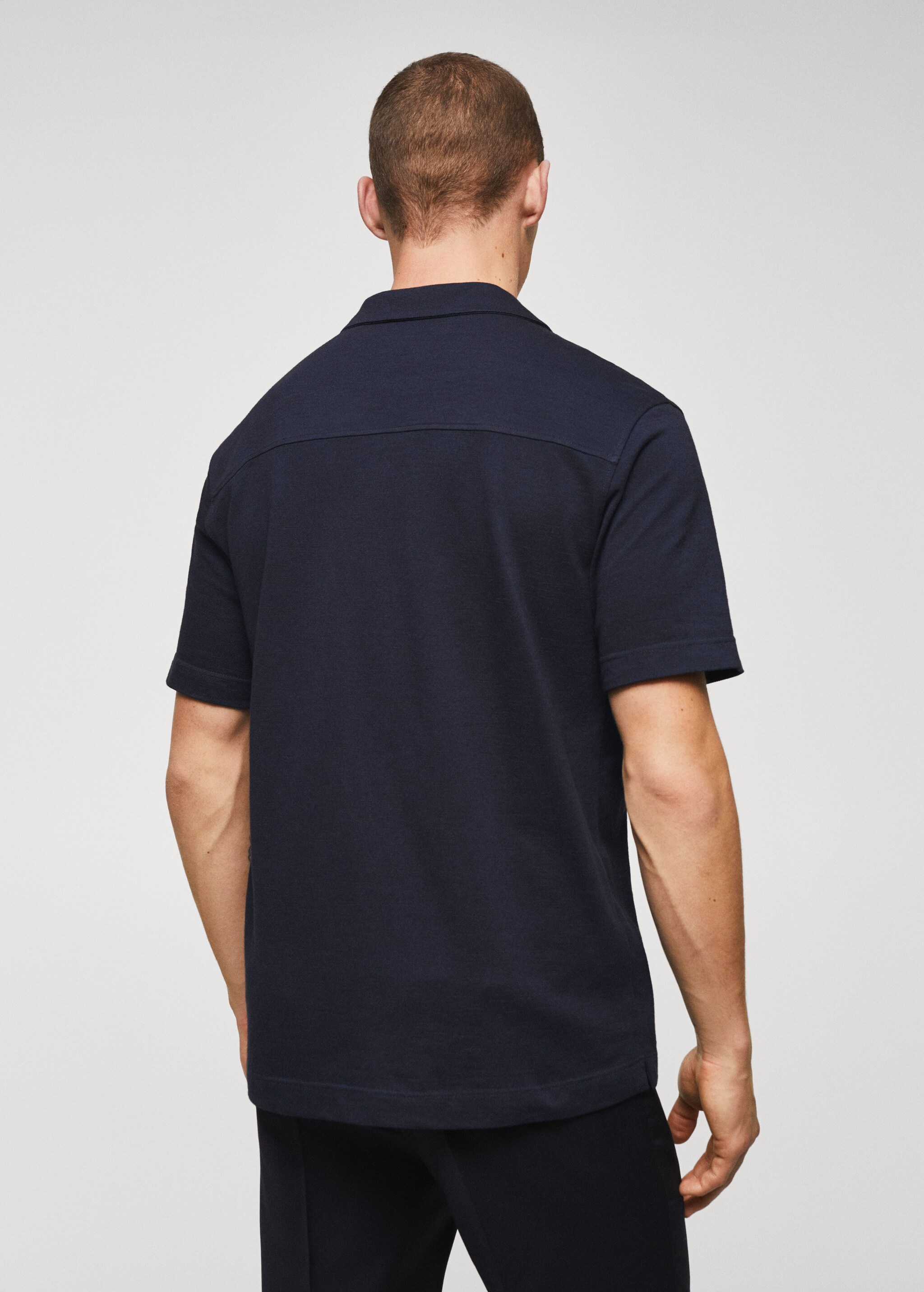 Bowling-collar pique shirt - Reverse of the article