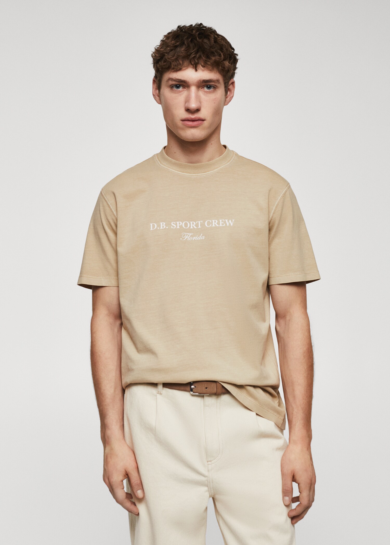 T-shirt 100% katoen met tekst - Middenvlak