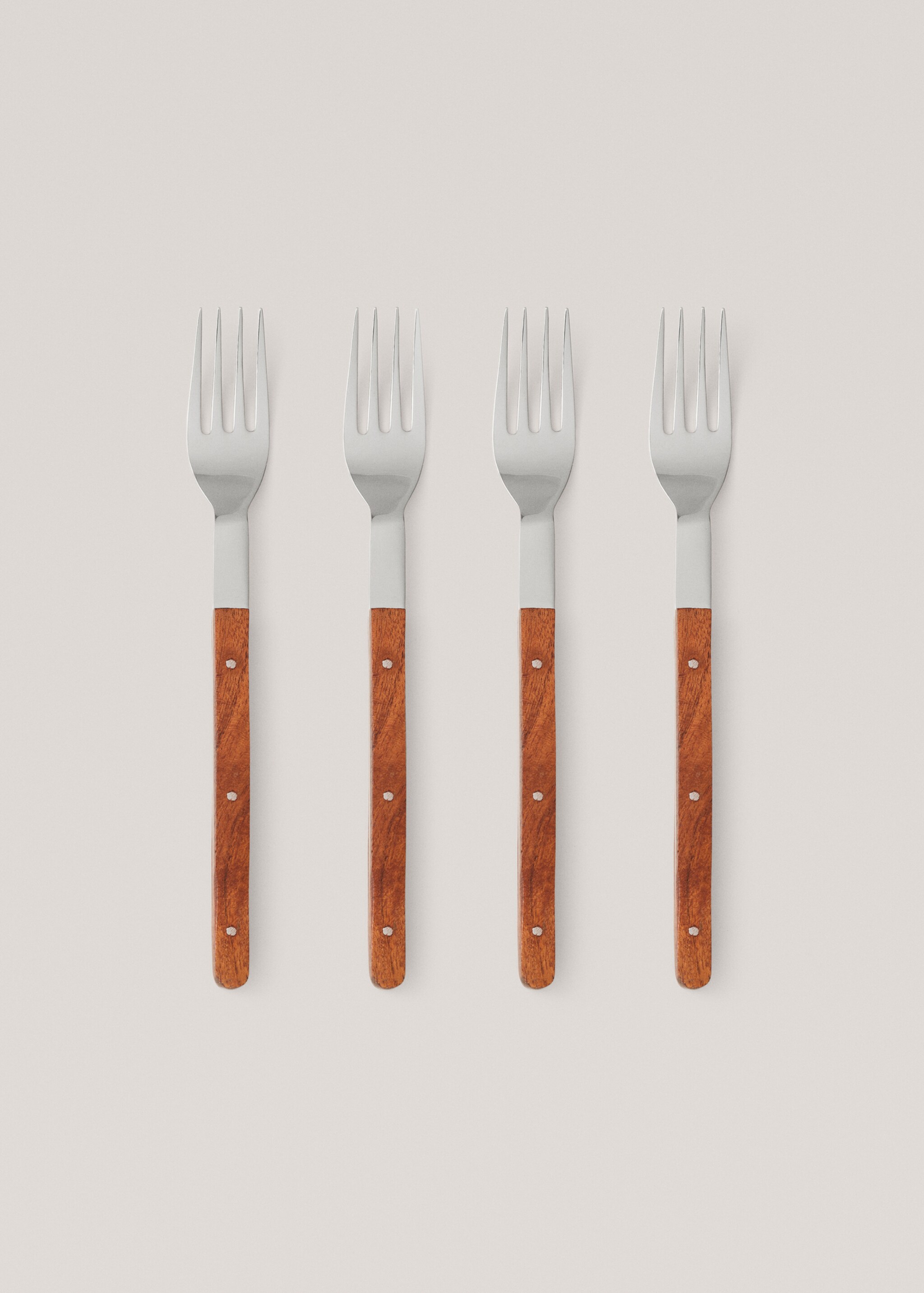 4er-Pack Gabeln mit Holzgriff - Artikel ohne Model, Braun. Ref: 47035932-00.