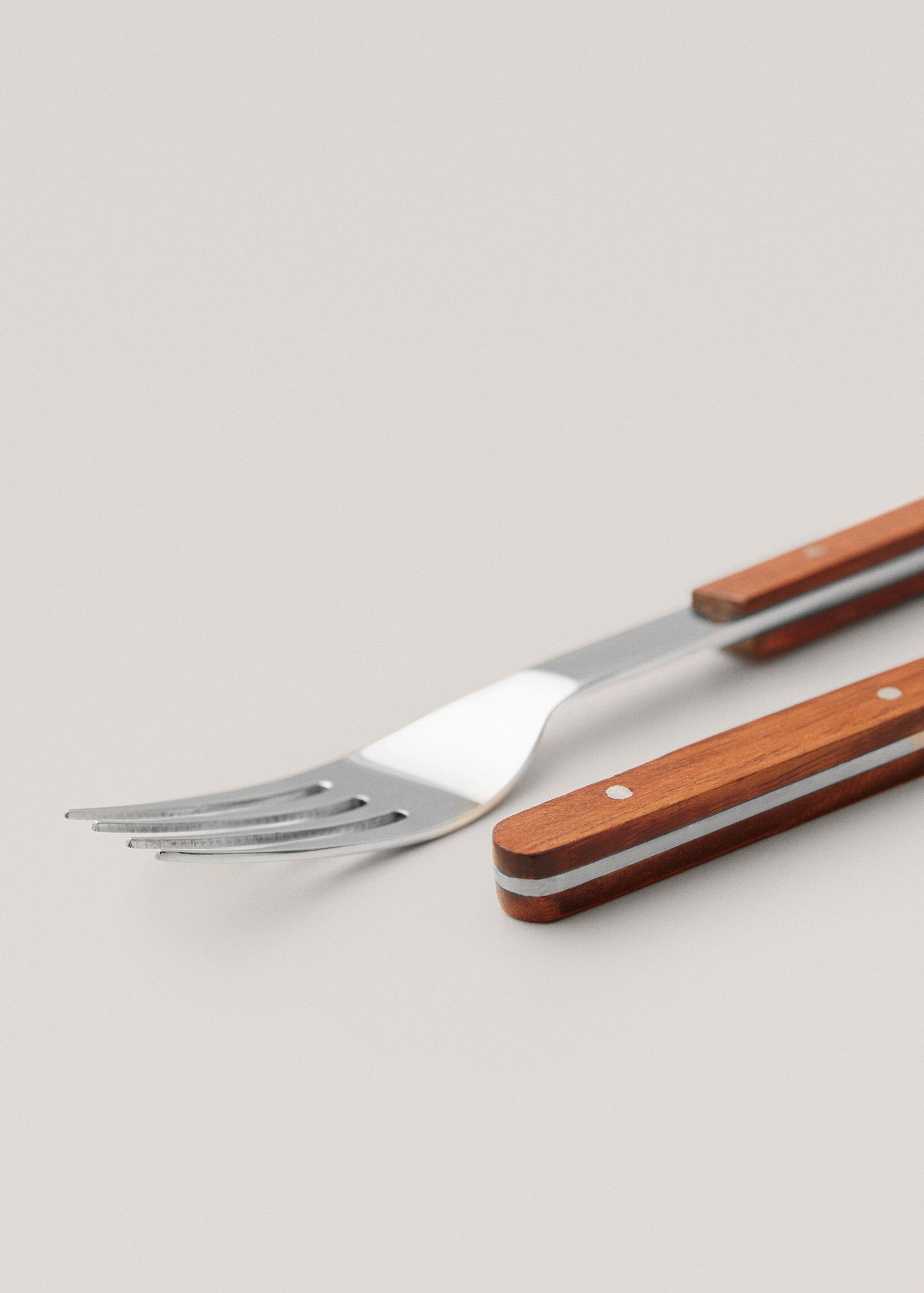 4er-Pack Gabeln mit Holzgriff - Detail des Artikels 2, Braun. Ref: 47035932-00.