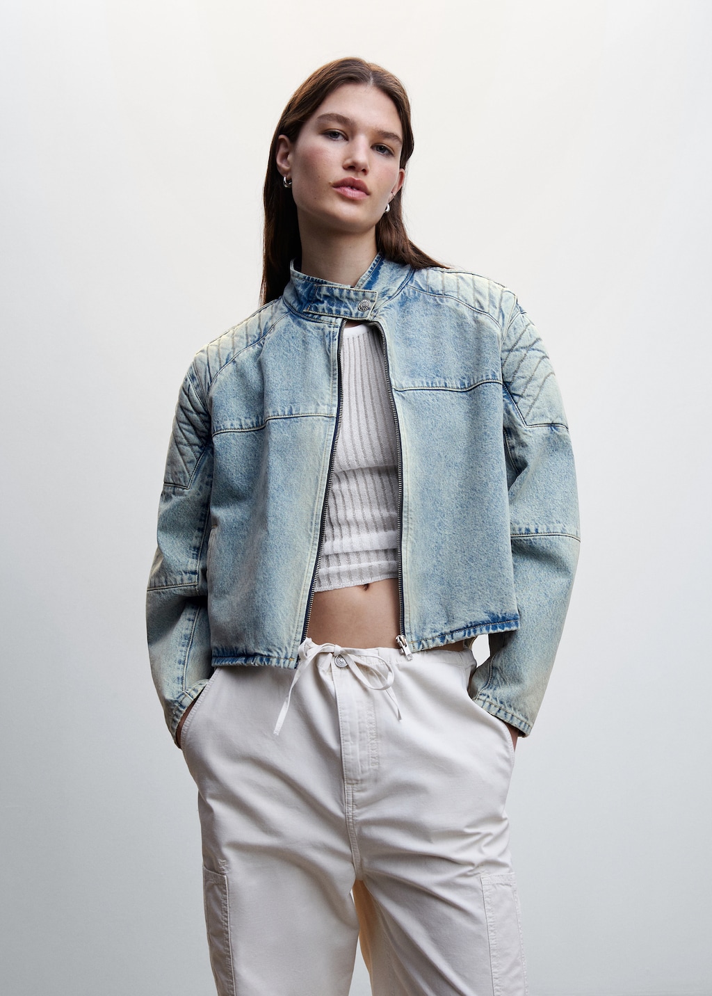 Denim biker style jacket