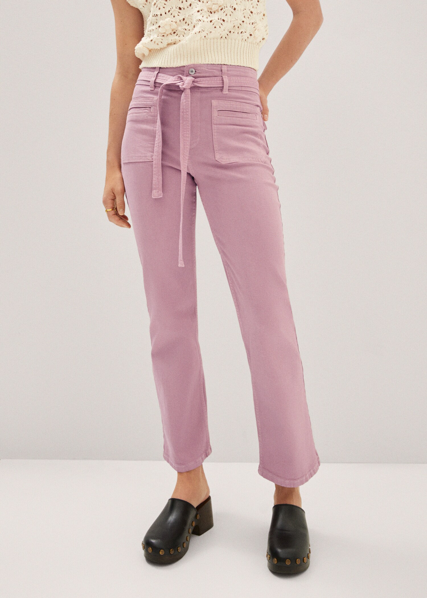Straight-leg jeans with bow detail - Medium plane