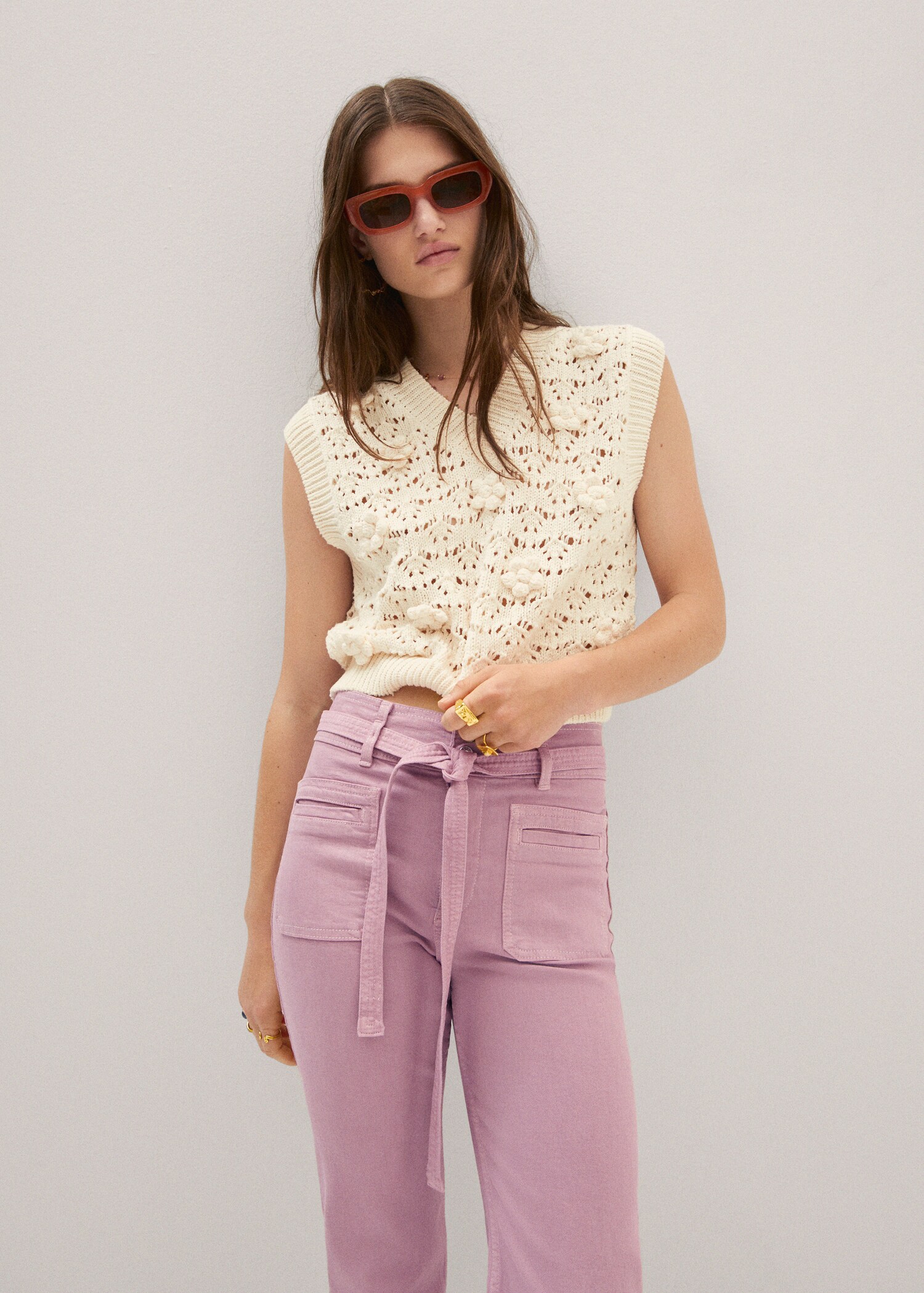 Straight-leg jeans with bow detail - Details of the article 1