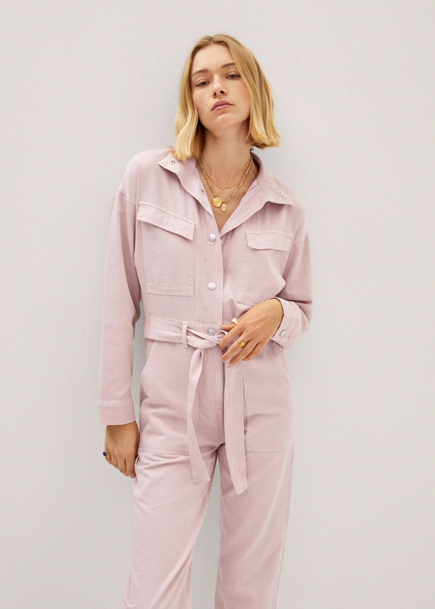 Denim jumpsuit with bow - Medium plane