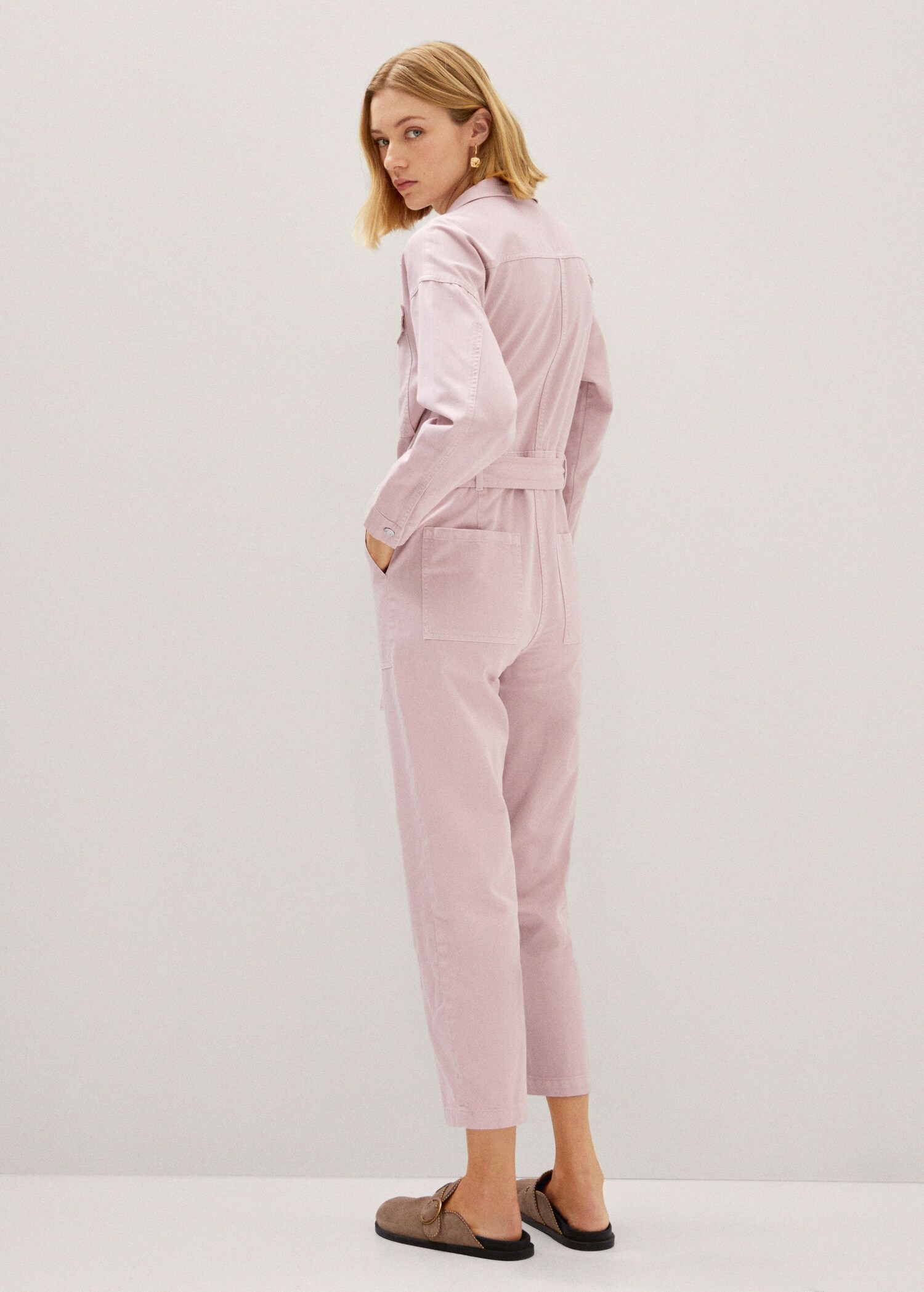 Denim jumpsuit with bow - Reverse of the article