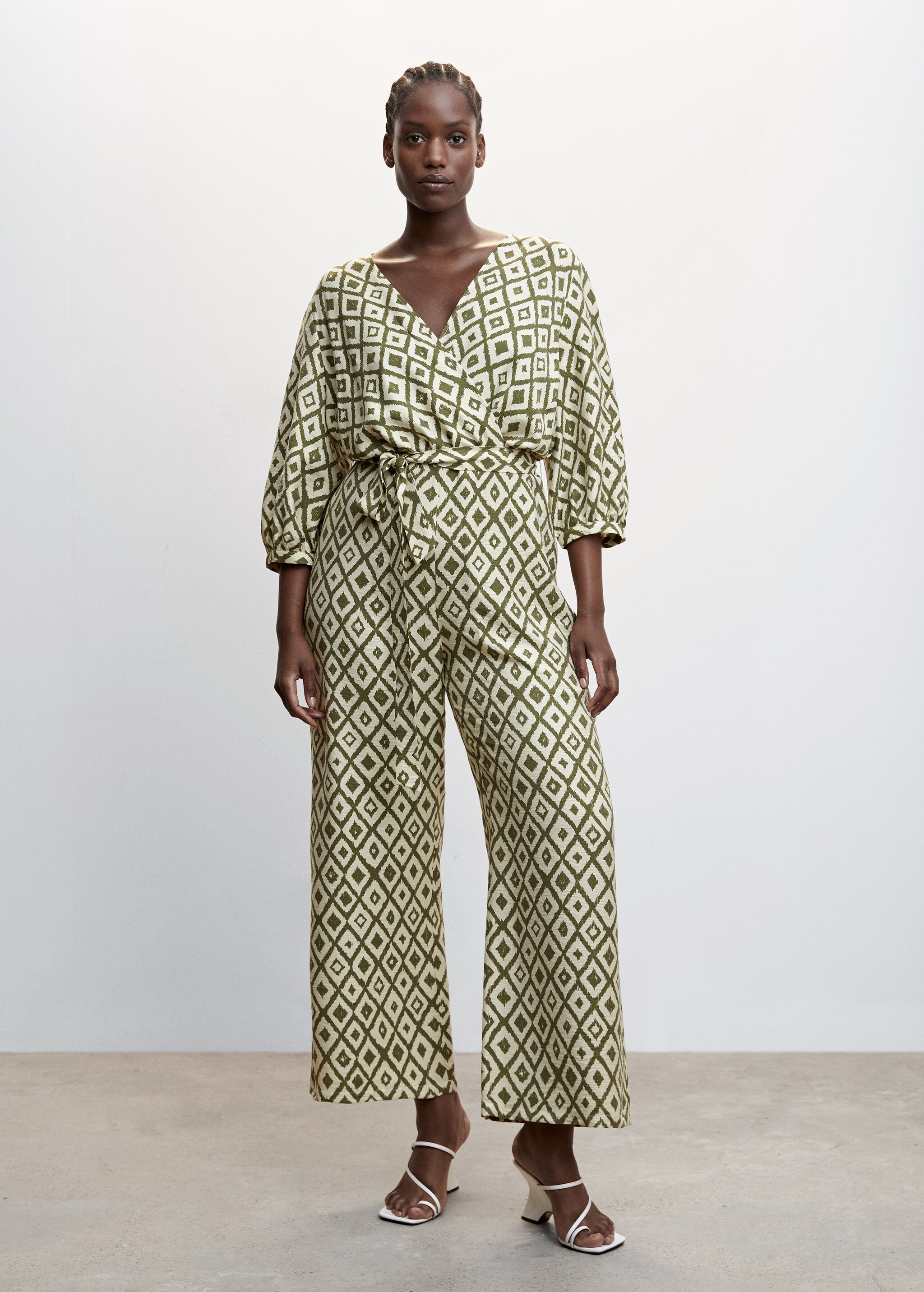 Geometric-print jumpsuit with bow - Details of the article 3