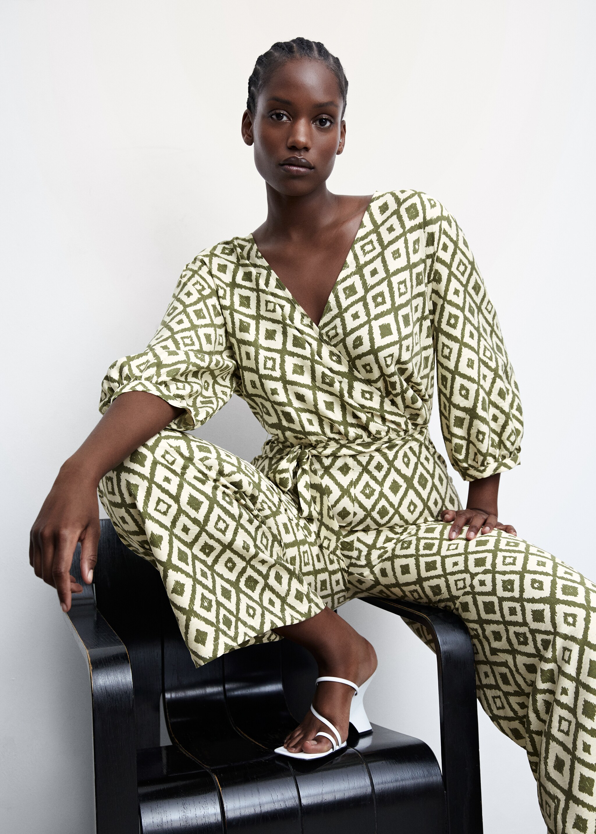 Geometric-print jumpsuit with bow - Details of the article 4