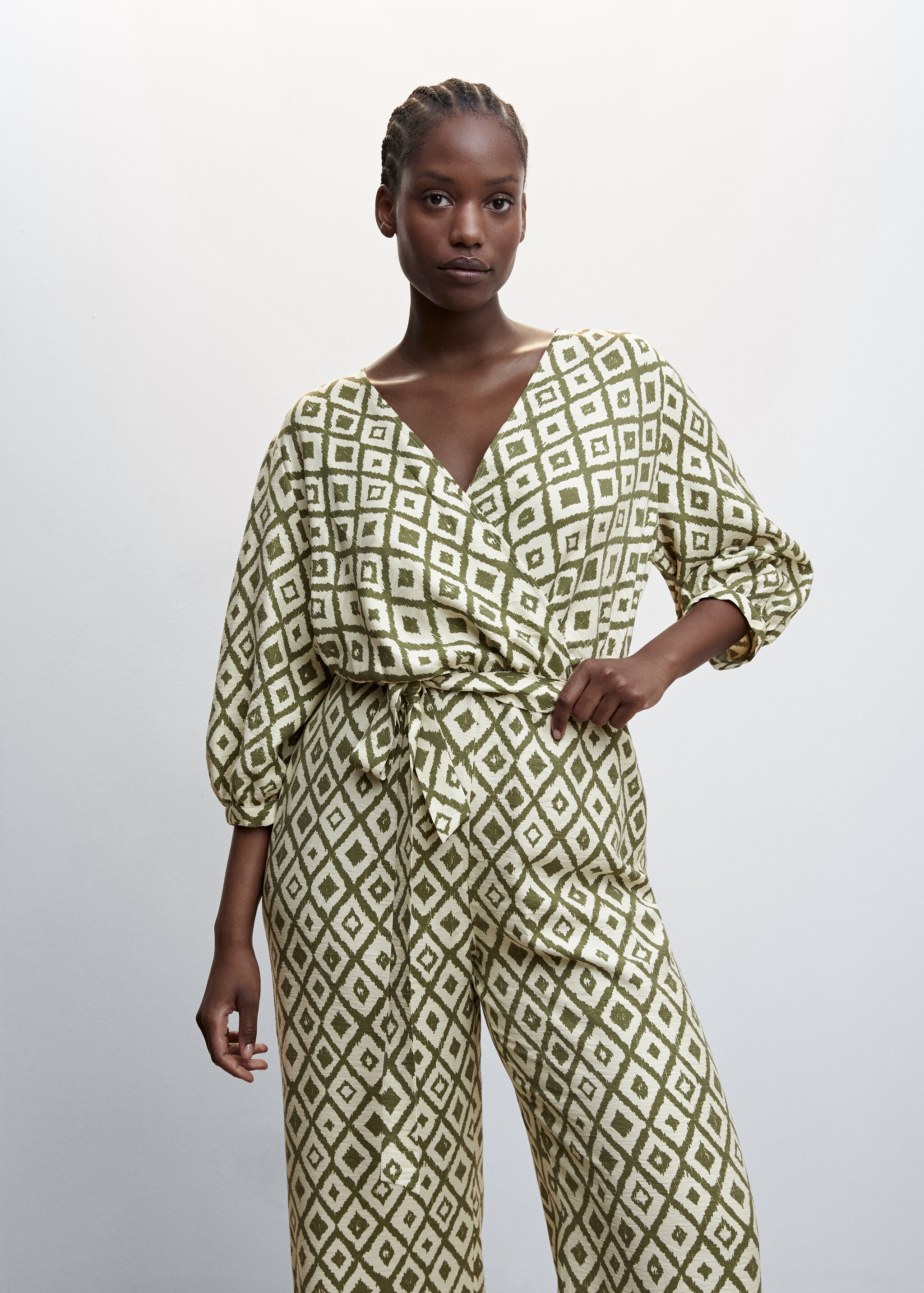 Geometric-print jumpsuit with bow - Details of the article 5