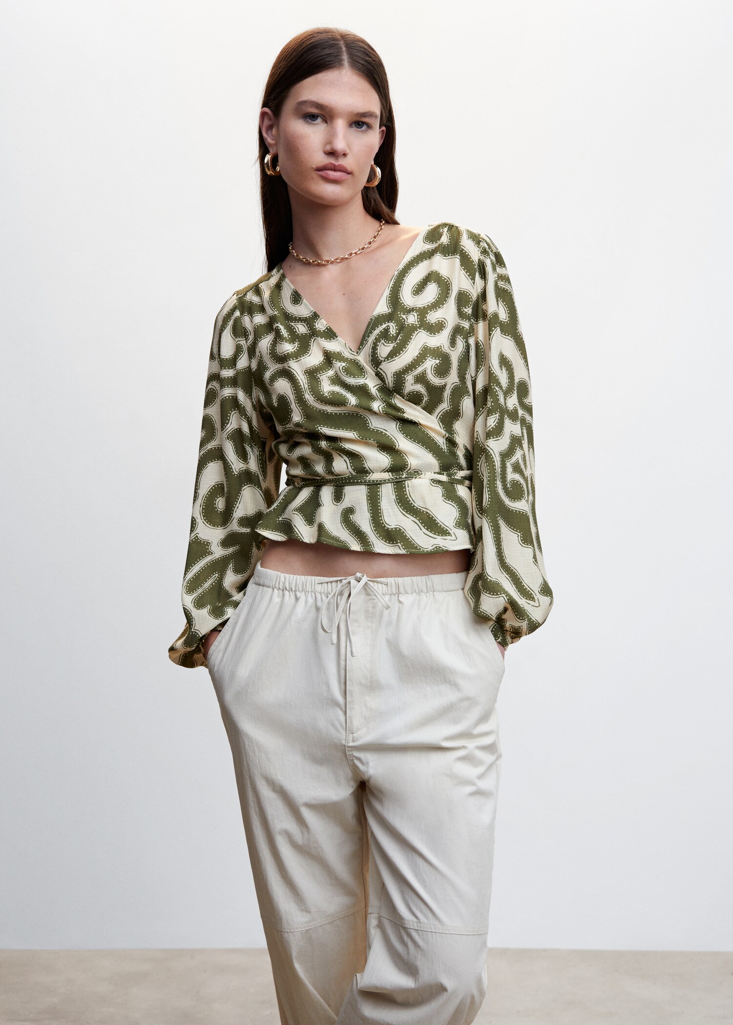 Printed puff sleeve blouse - Medium plane