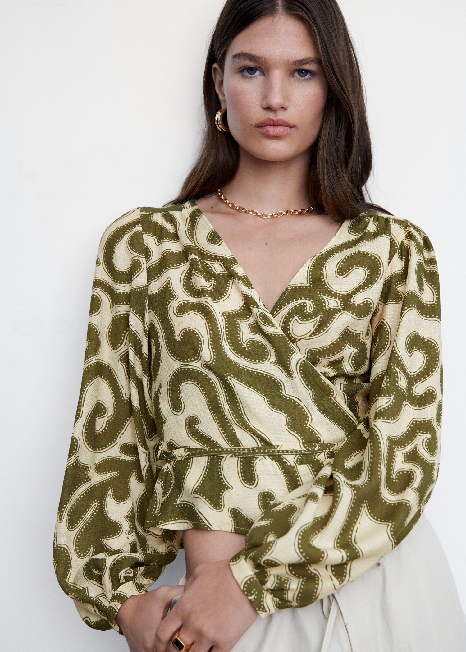 Printed puff sleeve blouse - Details of the article 1