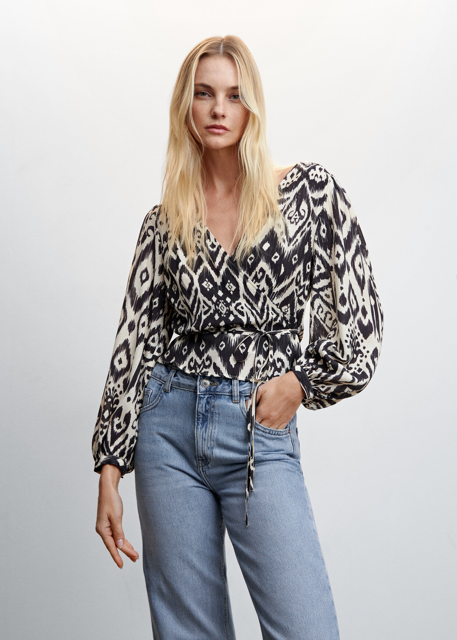 Printed puff sleeve blouse - Medium plane