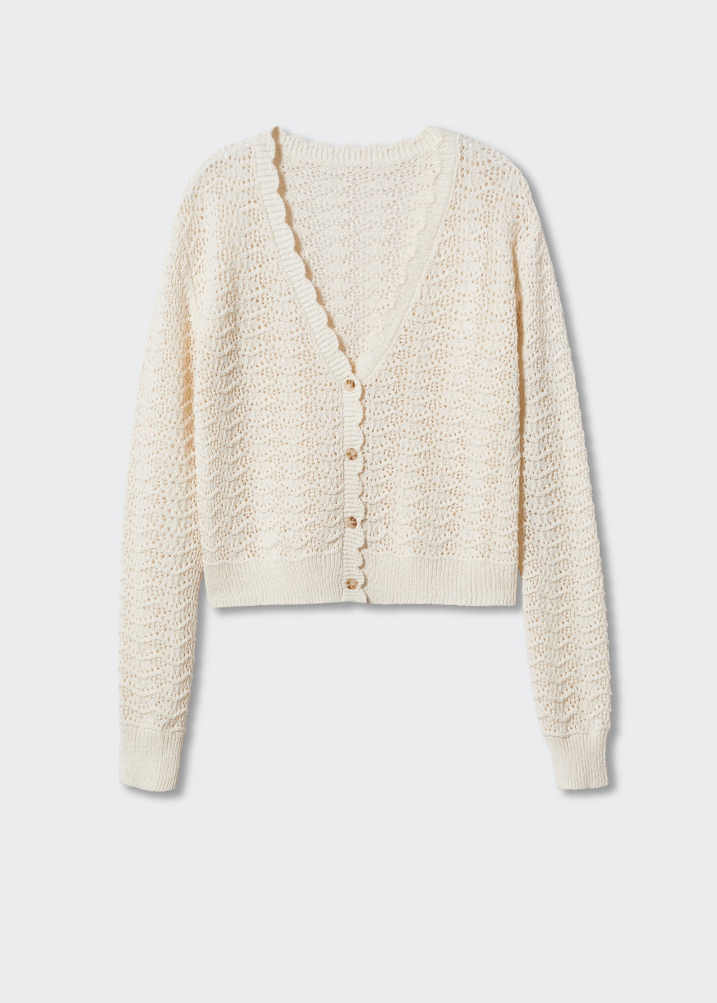 Openwork cardigan with scalloped edges - Women | MANGO