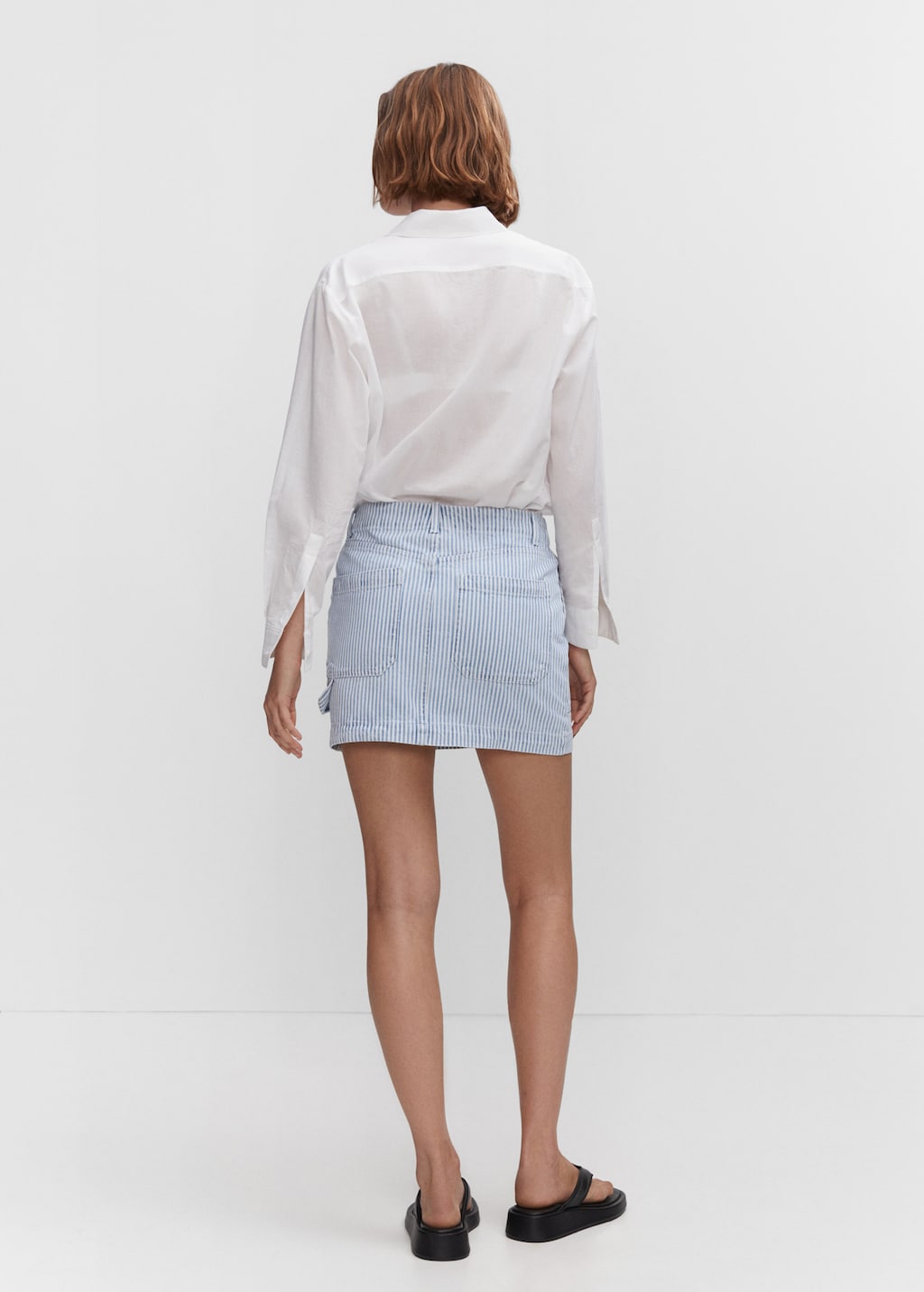 Striped denim mini skirt