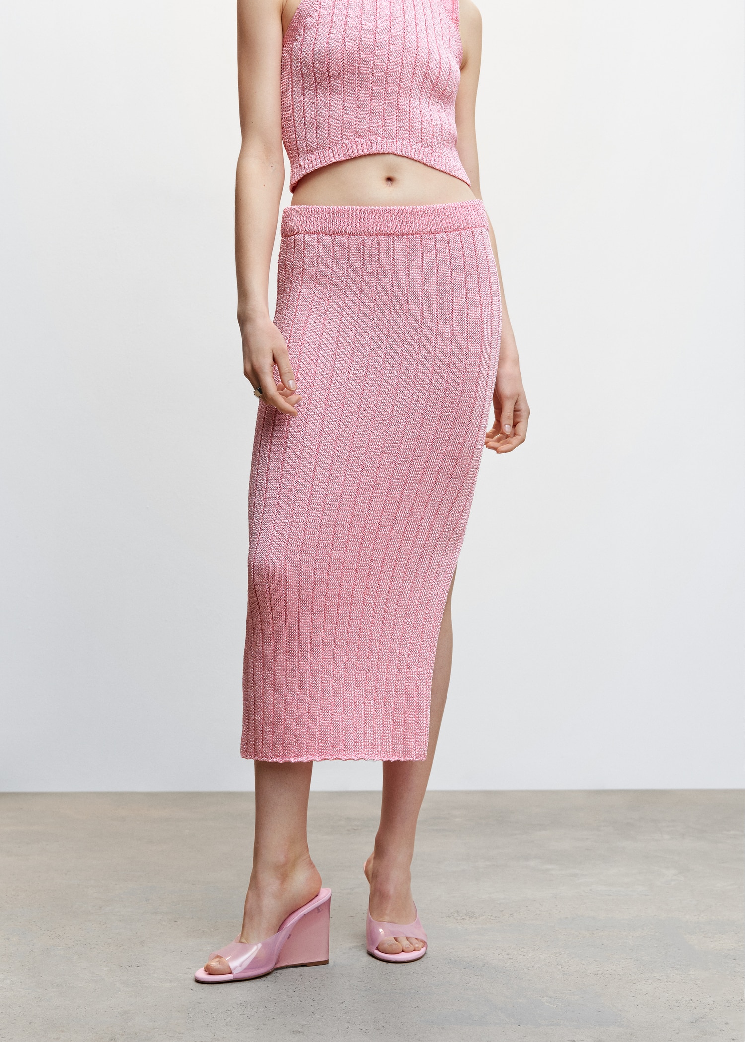 Ribbed midi skirt Women MANGO OUTLET Croatia