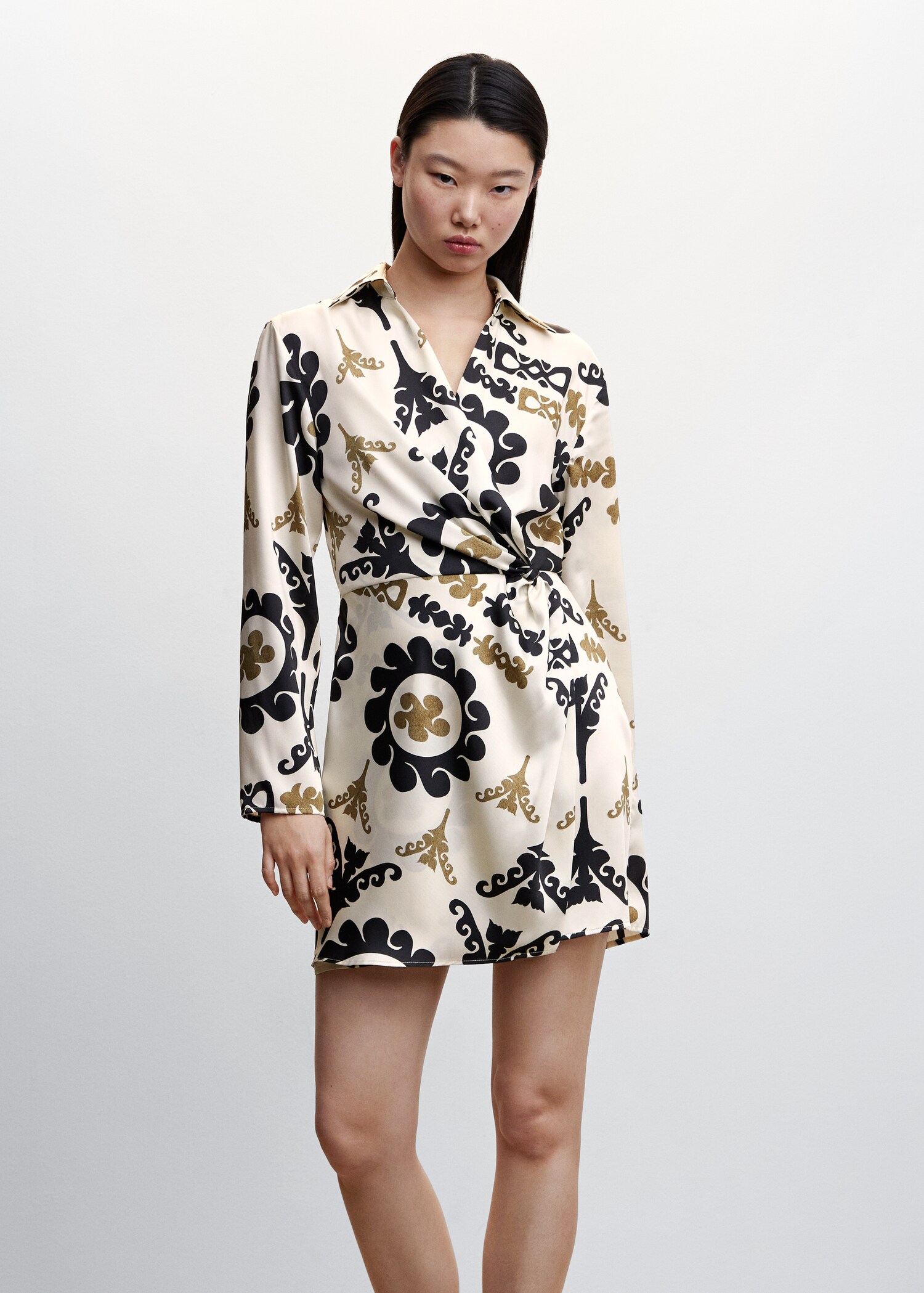 Printed satin dress - Medium plane