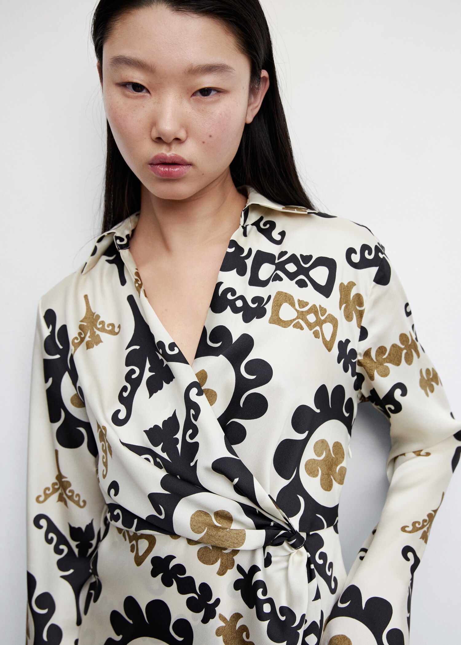 Printed satin dress - Details of the article 1