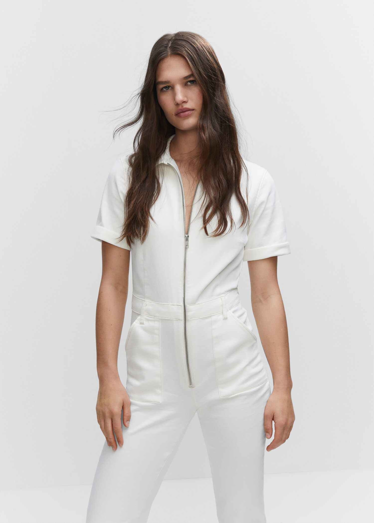 Denim jumpsuit with zipper - Medium plane