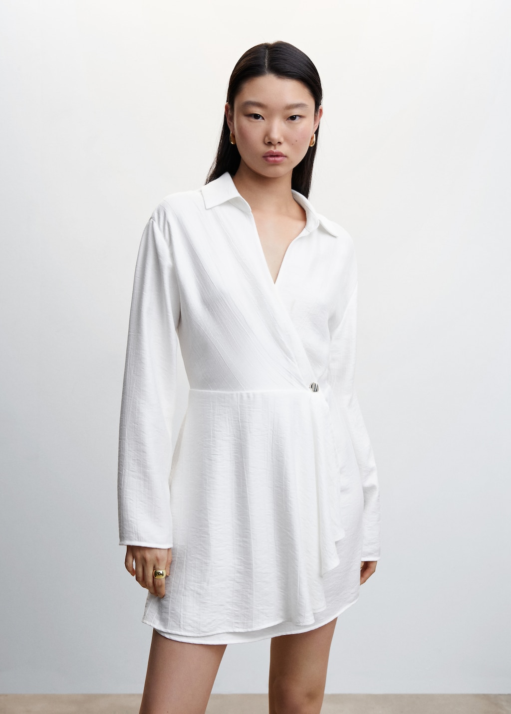White shirt wrap dress hotsell