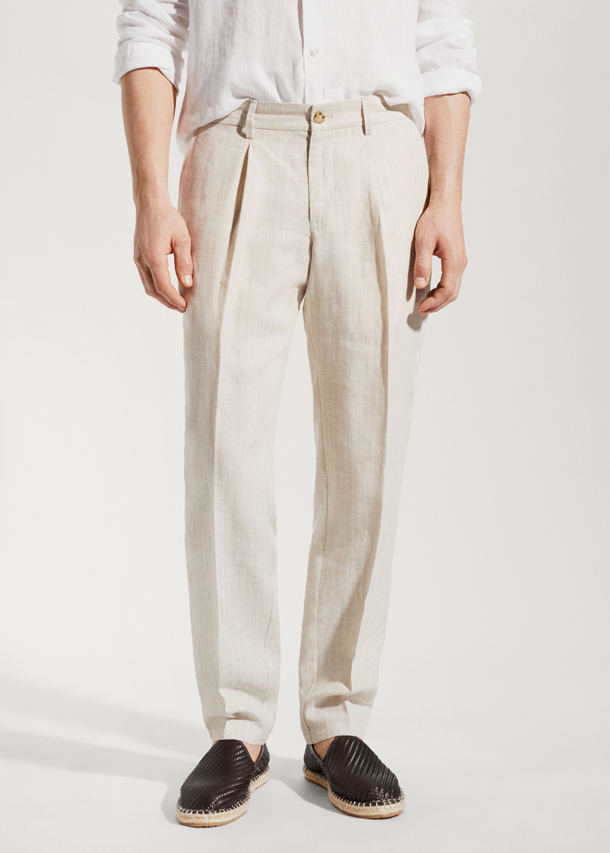 Pinstripe linen trousers - Medium plane