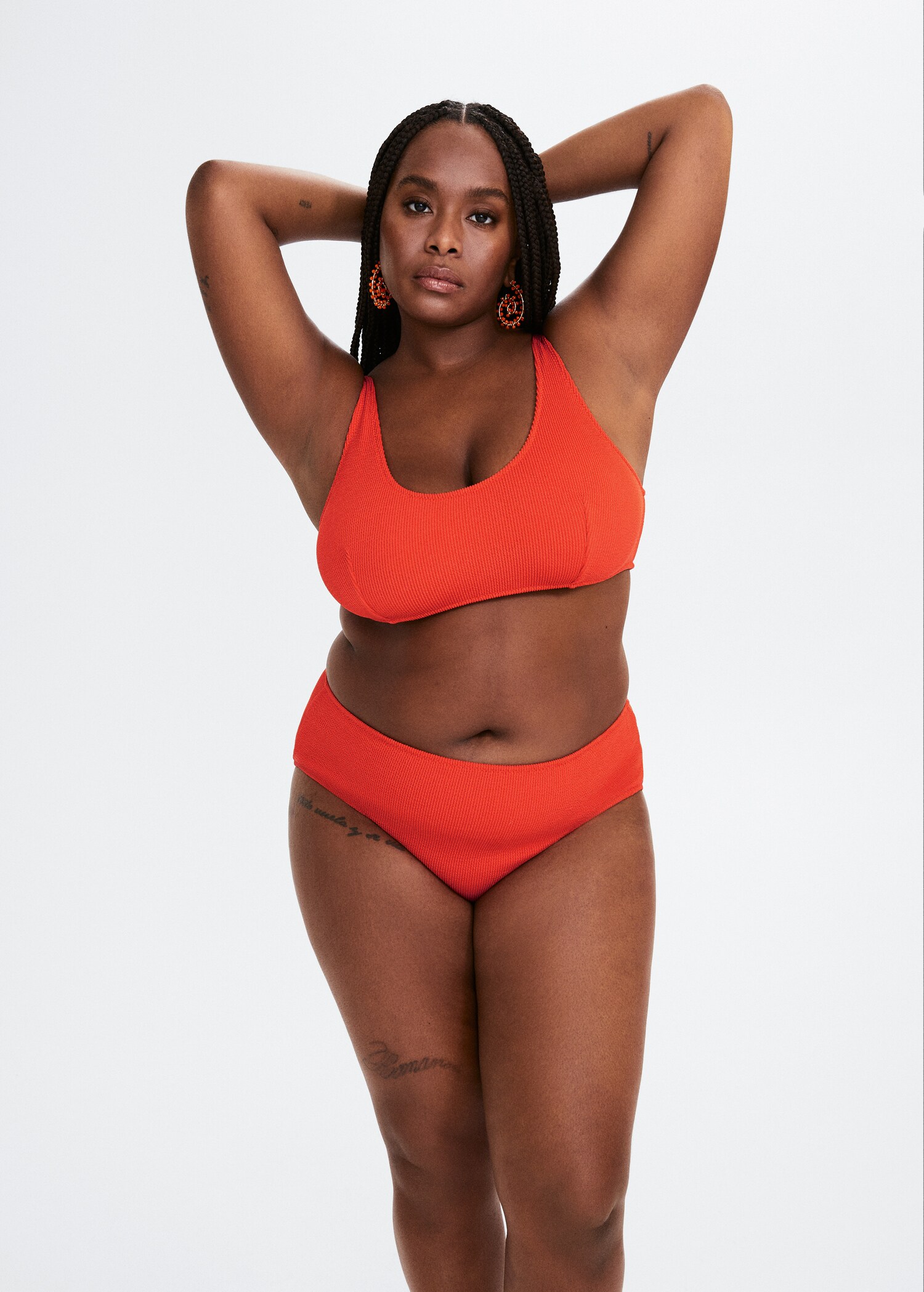Striped textured bikini top - Medium plane