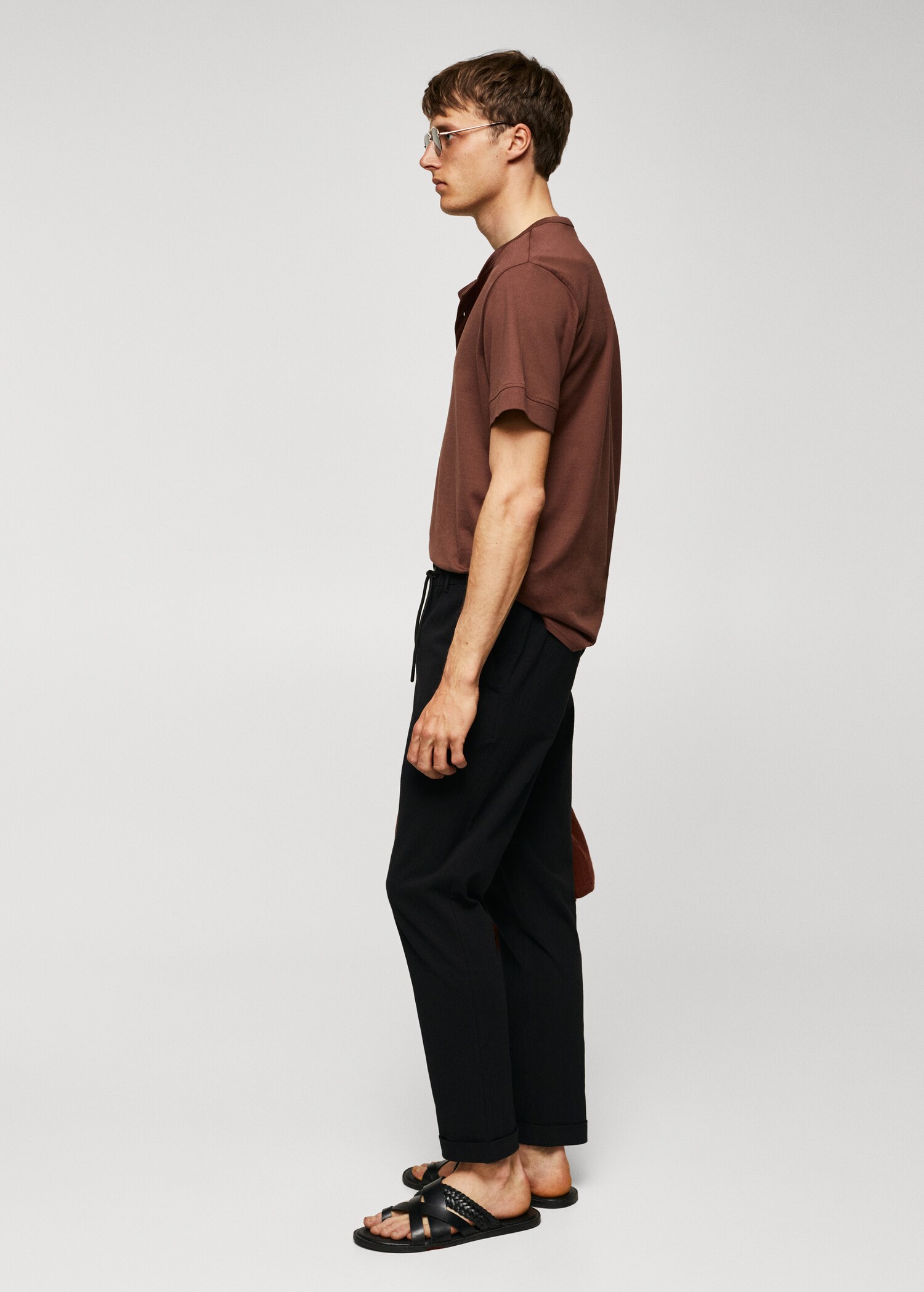 Cotton seersucker trousers with drawstring  - Details of the article 2