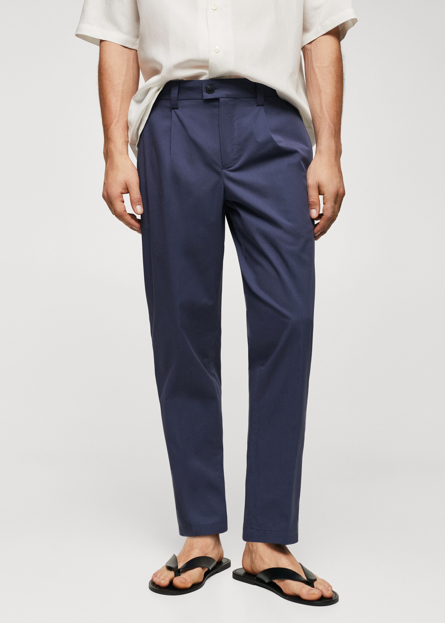 Cotton pleated pants - Medium plane