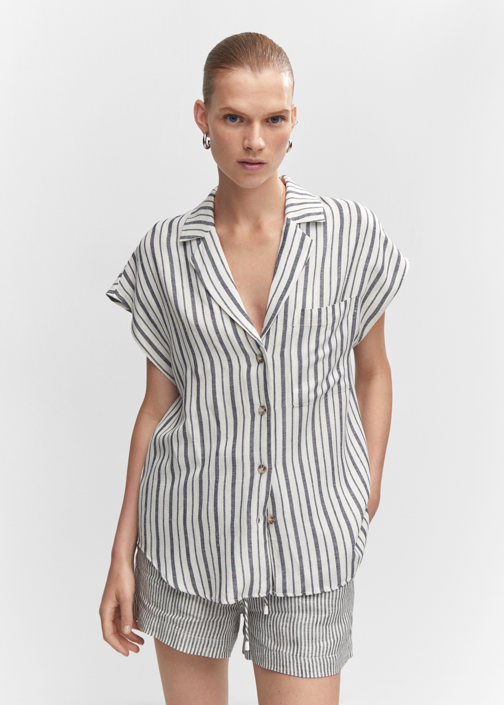 Striped linen-blend shirt - Medium plane