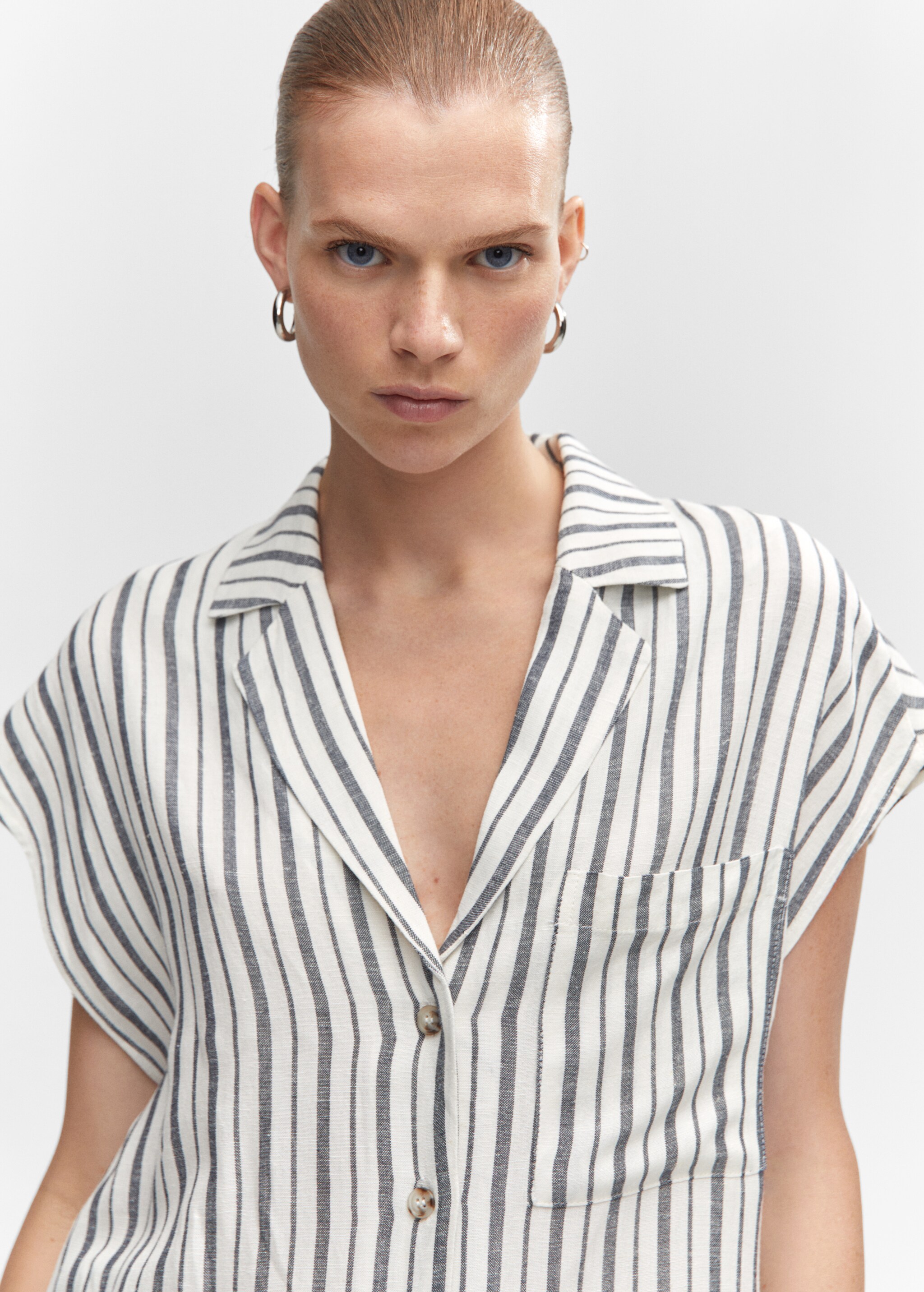 Striped linen-blend shirt - Details of the article 1