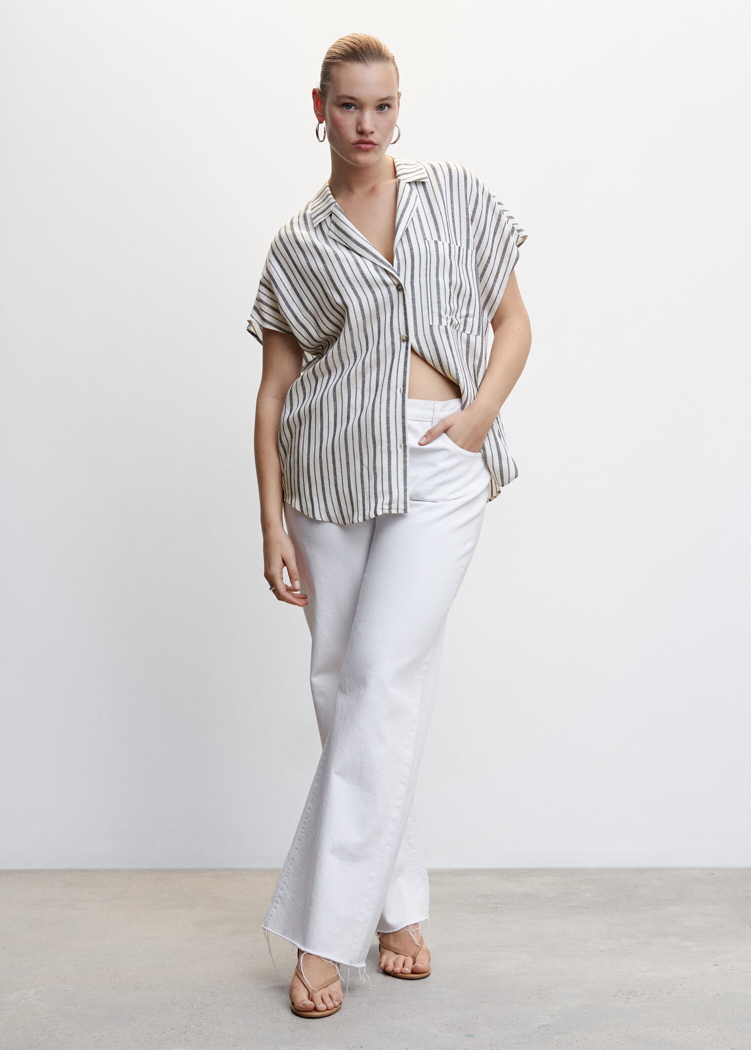 Striped linen-blend shirt - Details of the article 3