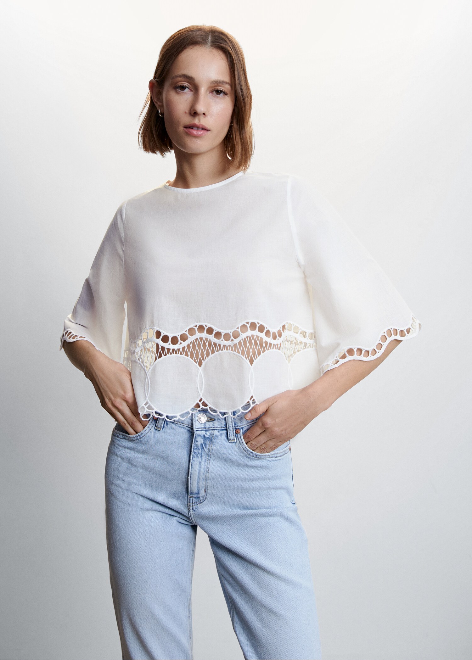 Geborduurde oversized blouse - Middenvlak