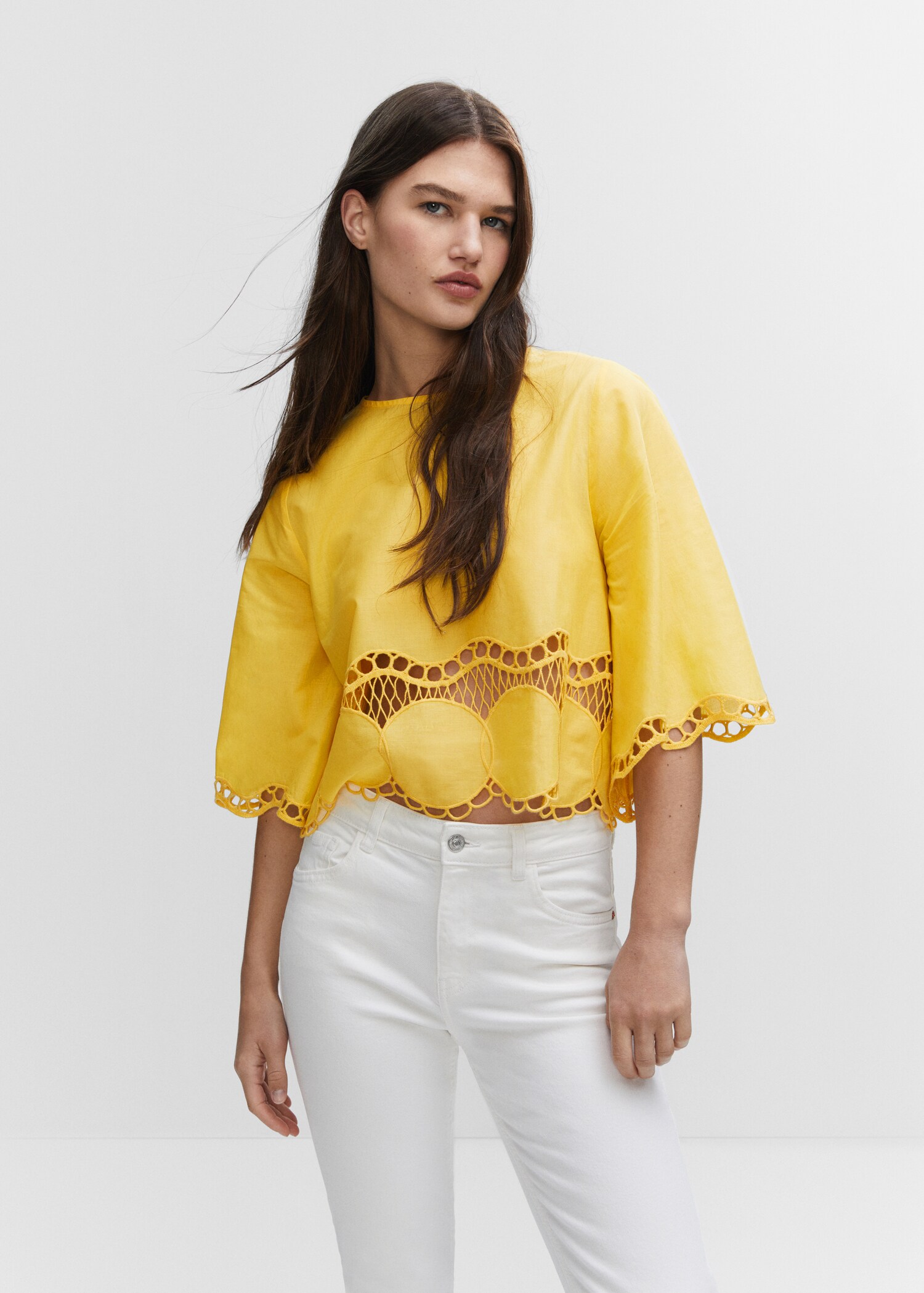 Geborduurde oversized blouse - Middenvlak