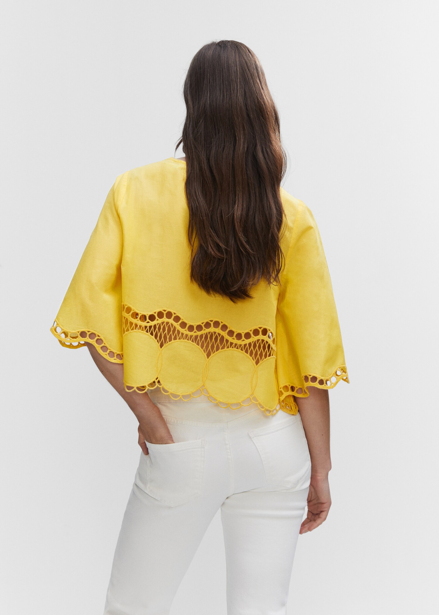 Geborduurde oversized blouse - Achterkant van het artikel