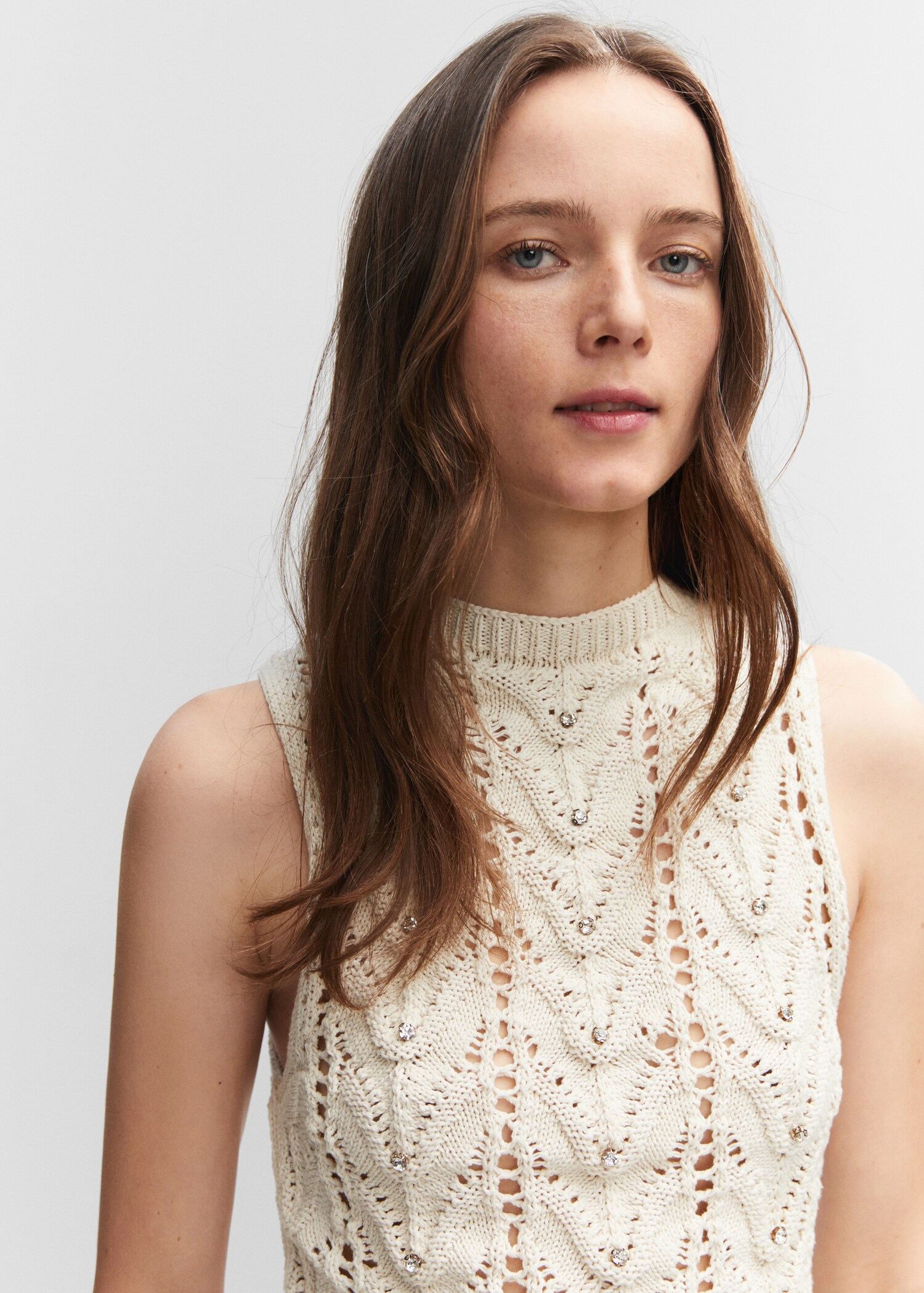 Knitted top with rhinestone detail - Details of the article 1