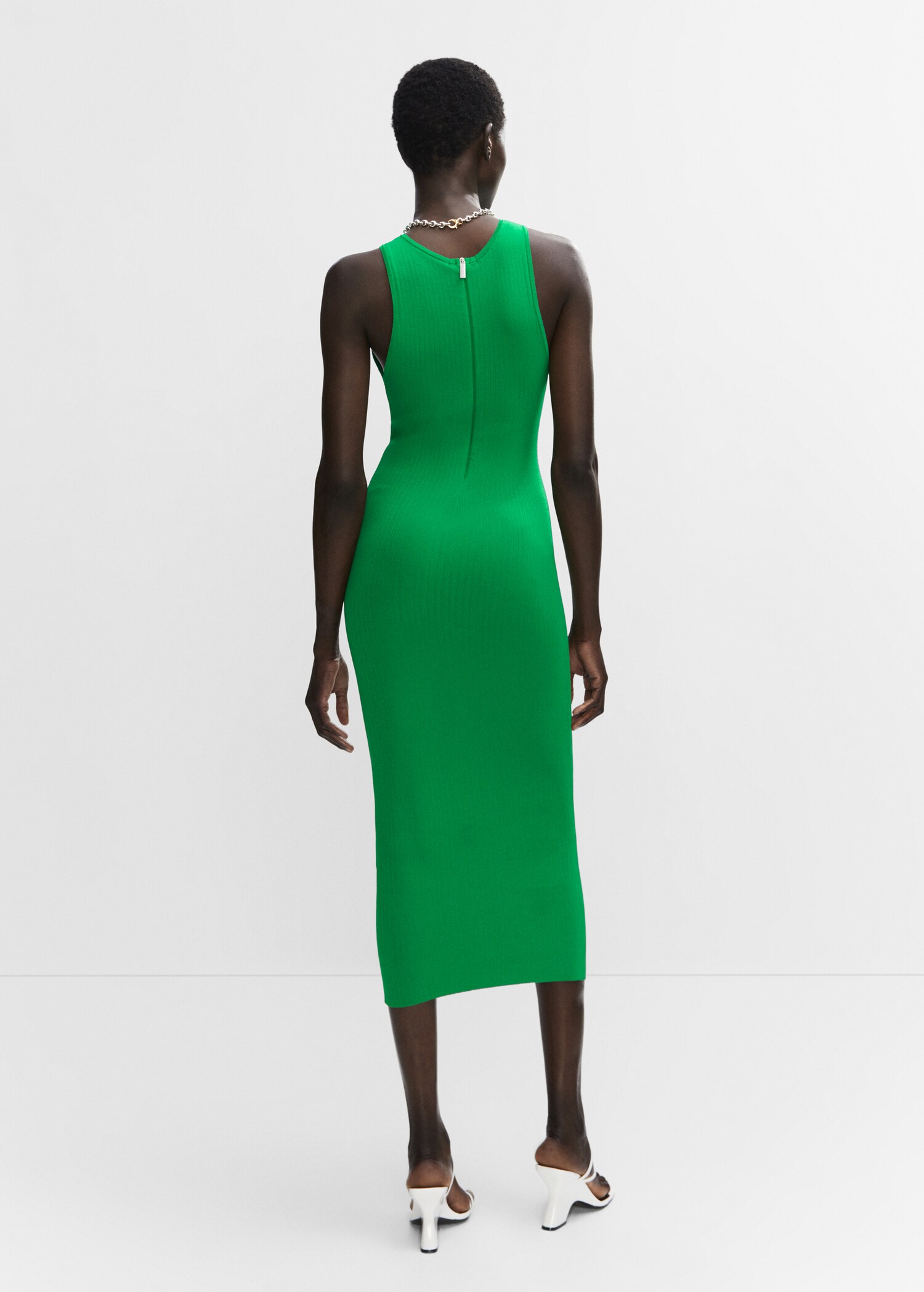 Ribbed knitted dress with zip - Reverse of the article