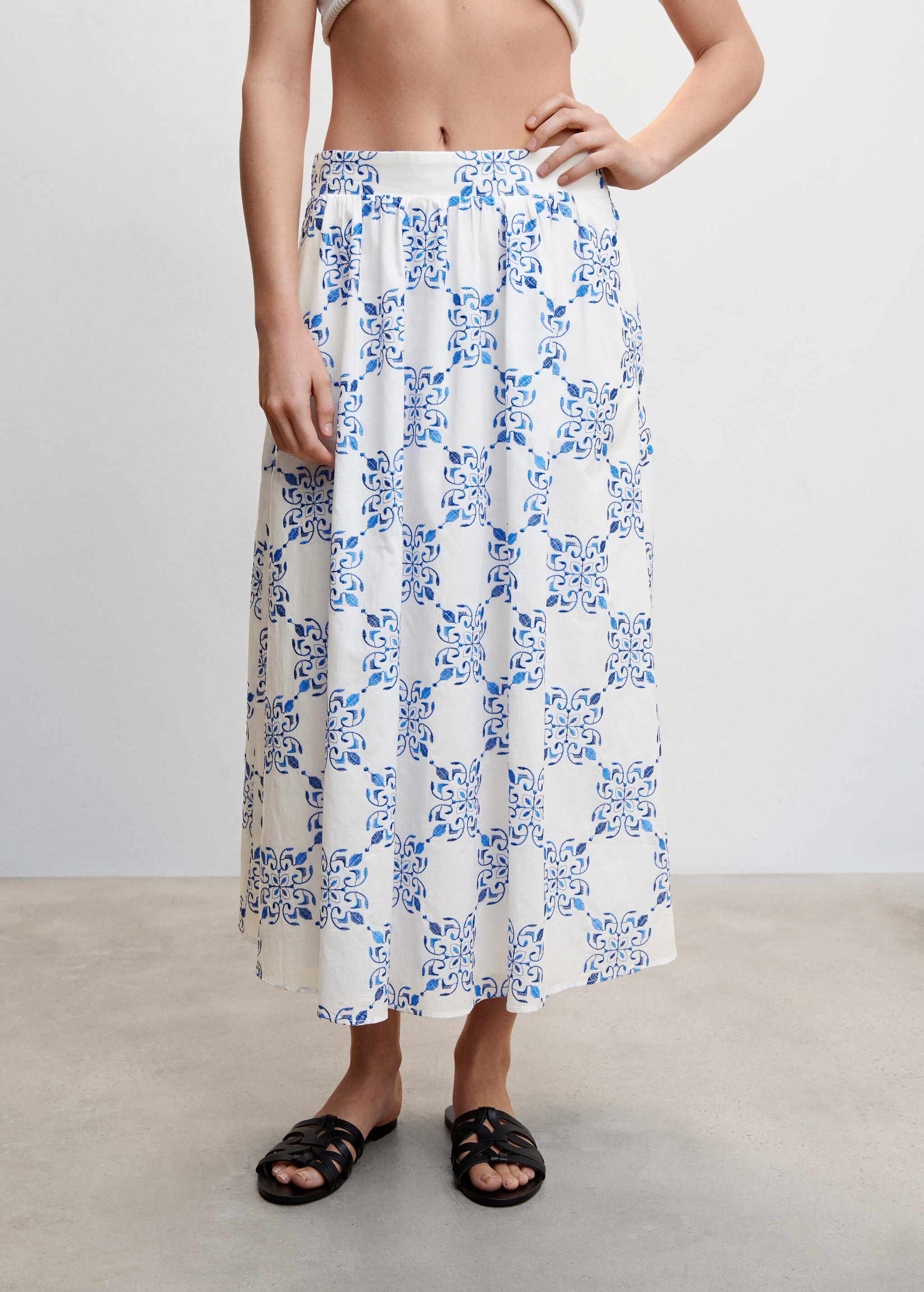 Printed skirt with pleat detail - Medium plane