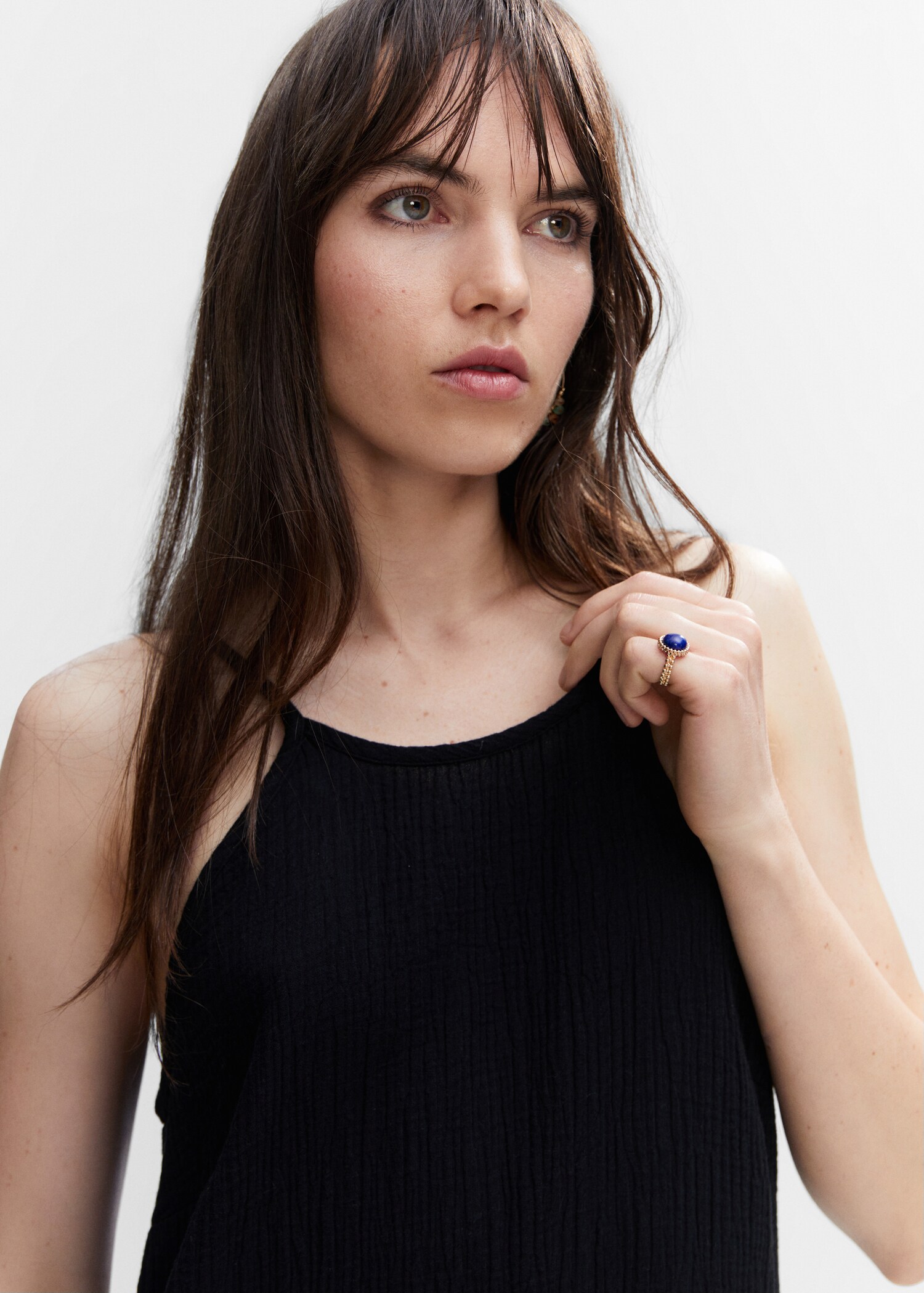 Long dress with embroidered detail - Details of the article 1