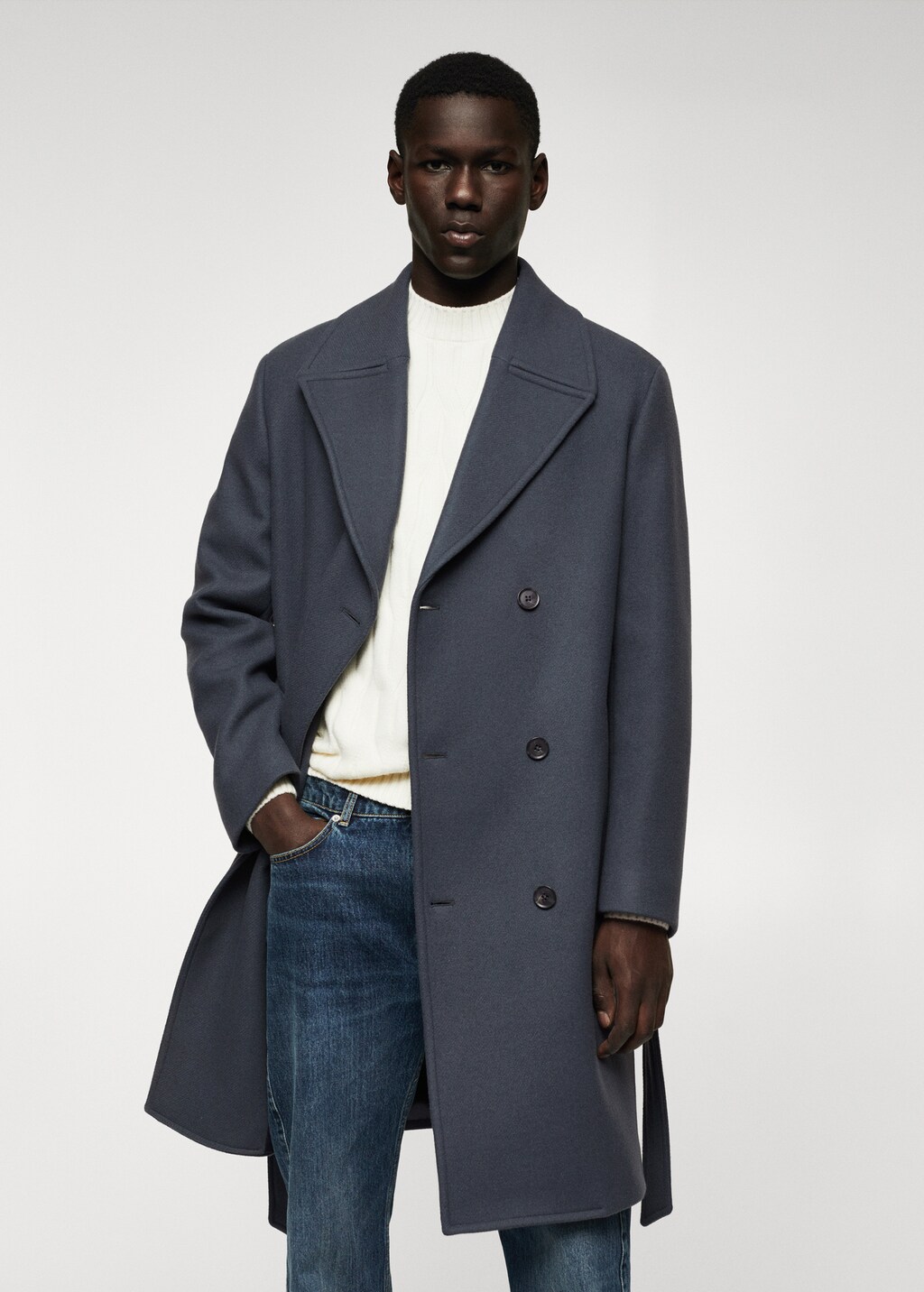 Manteau croise laine
