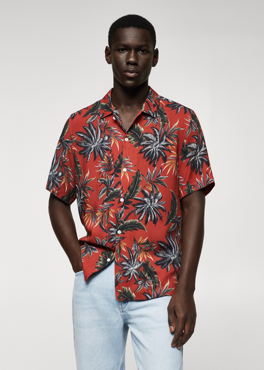 Red flowy top outlet