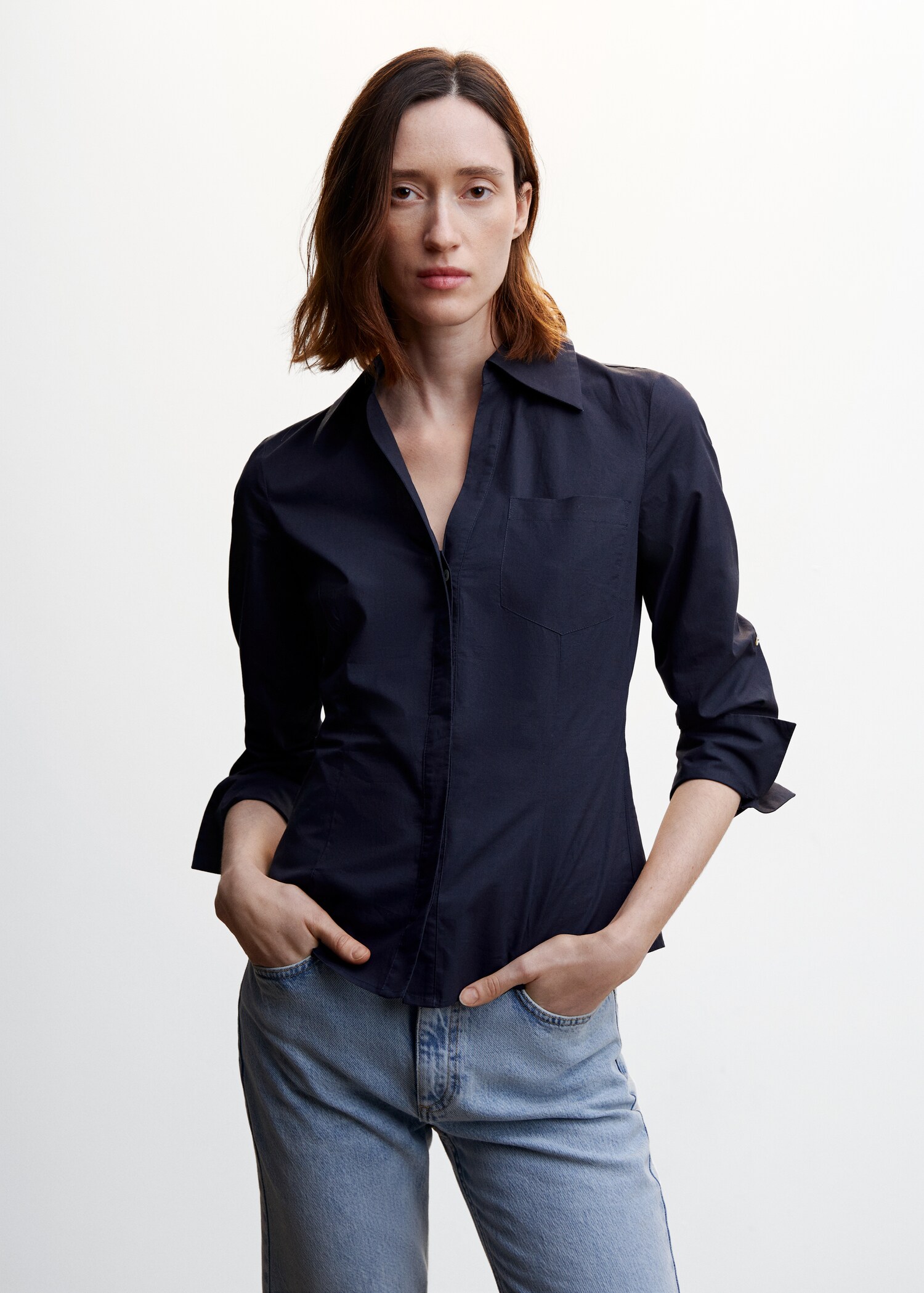 Pleated cotton shirt - Medium plane