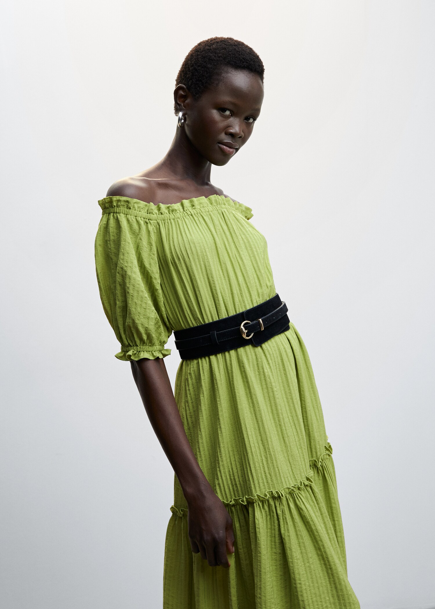 Puffed sleeves texture dress - Medium plane