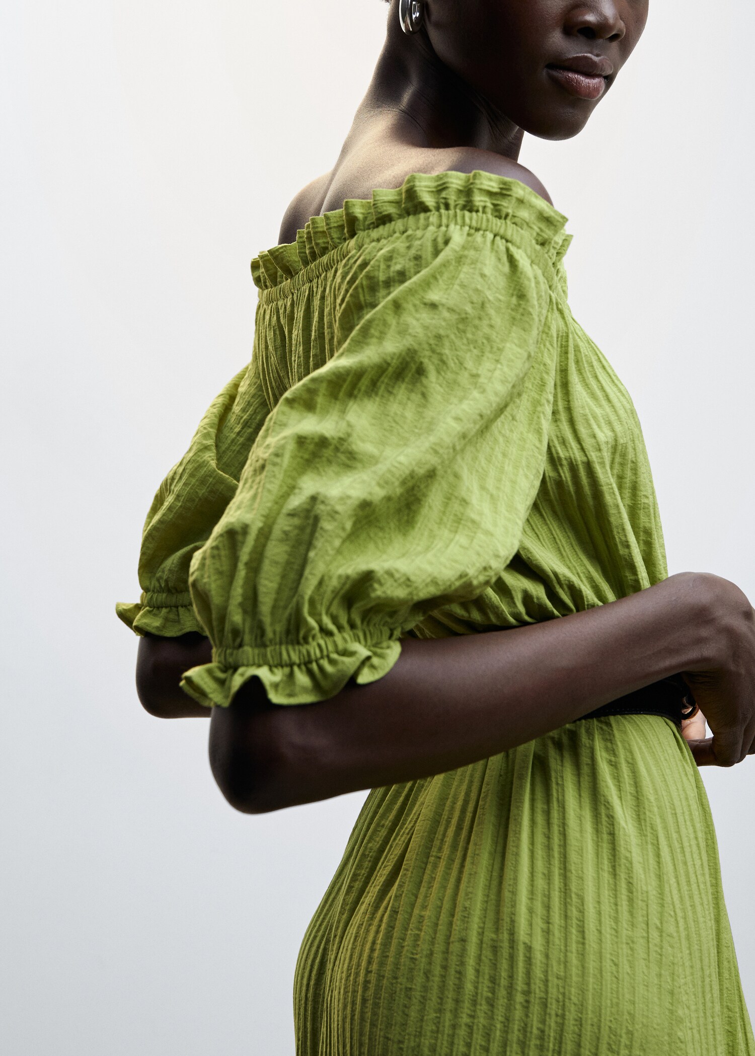 Puffed sleeves texture dress - Details of the article 6