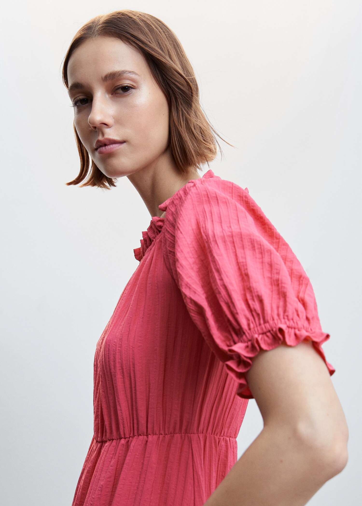 Puffed sleeves texture dress - Details of the article 1