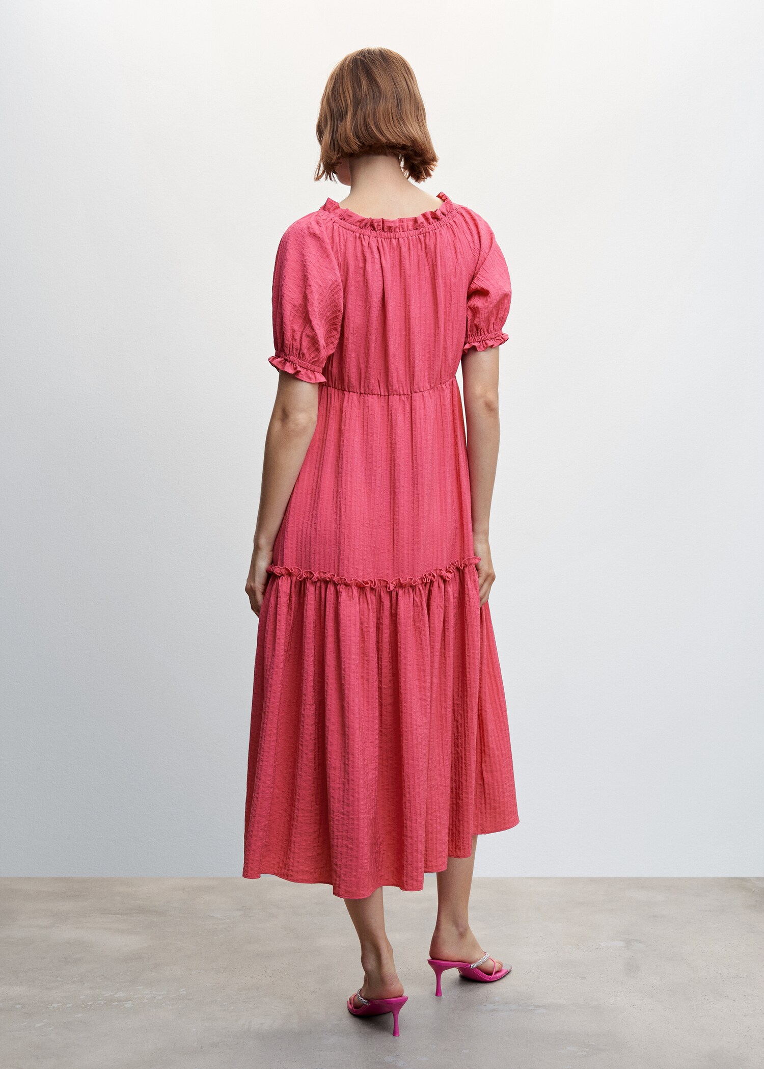 Puffed sleeves texture dress - Reverse of the article