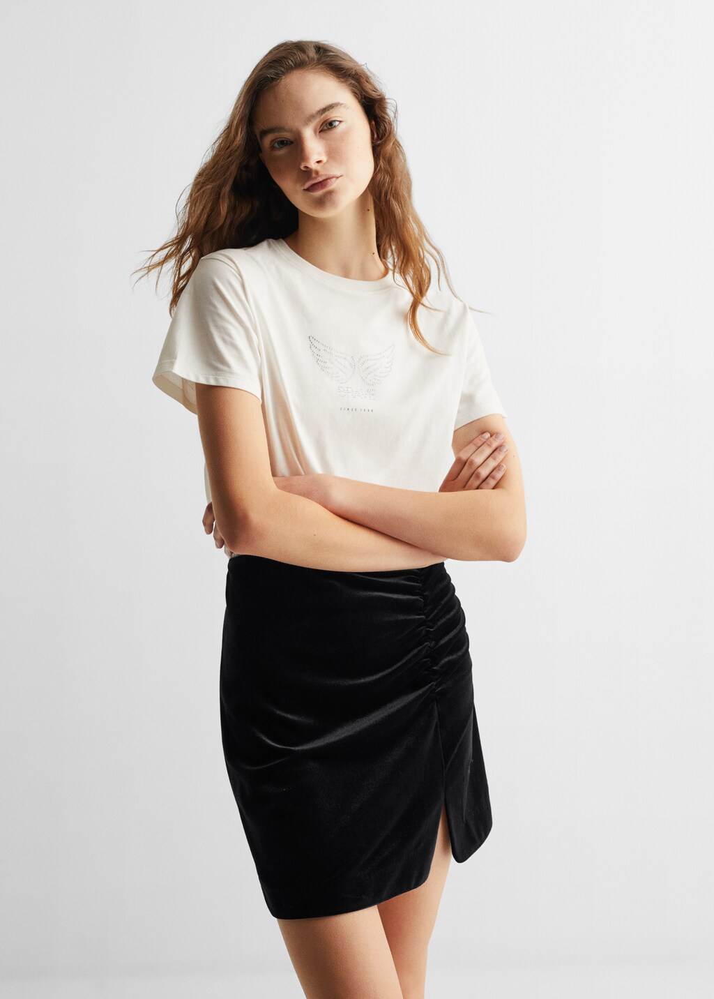 Velvet mini-skirt - Teenage girl | MANGO OUTLET Norway
